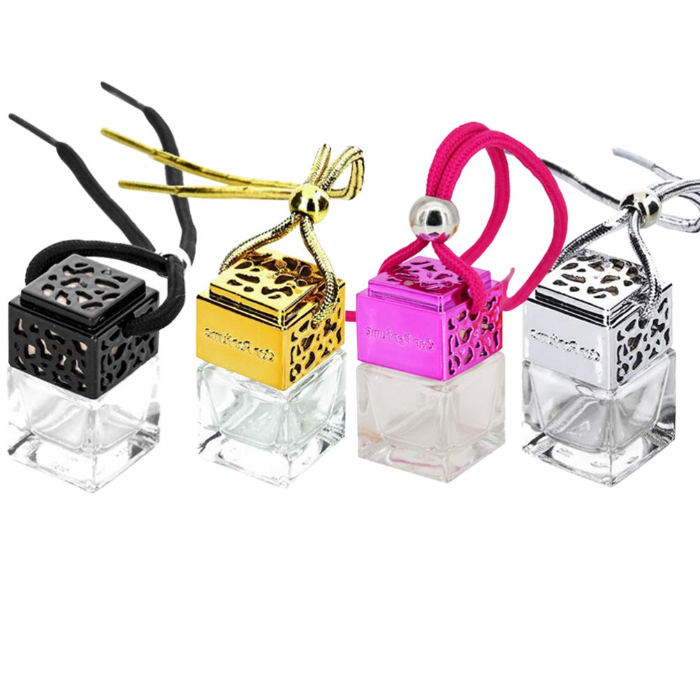 Garneck 4Pcs Empty Car Hanging Perfume Bottles - Scent Diffuser & Air Freshener for Auto Vehicle (Mixed Colors, 8ml) - Perfect for Car Interior Decor & Aromatherapy