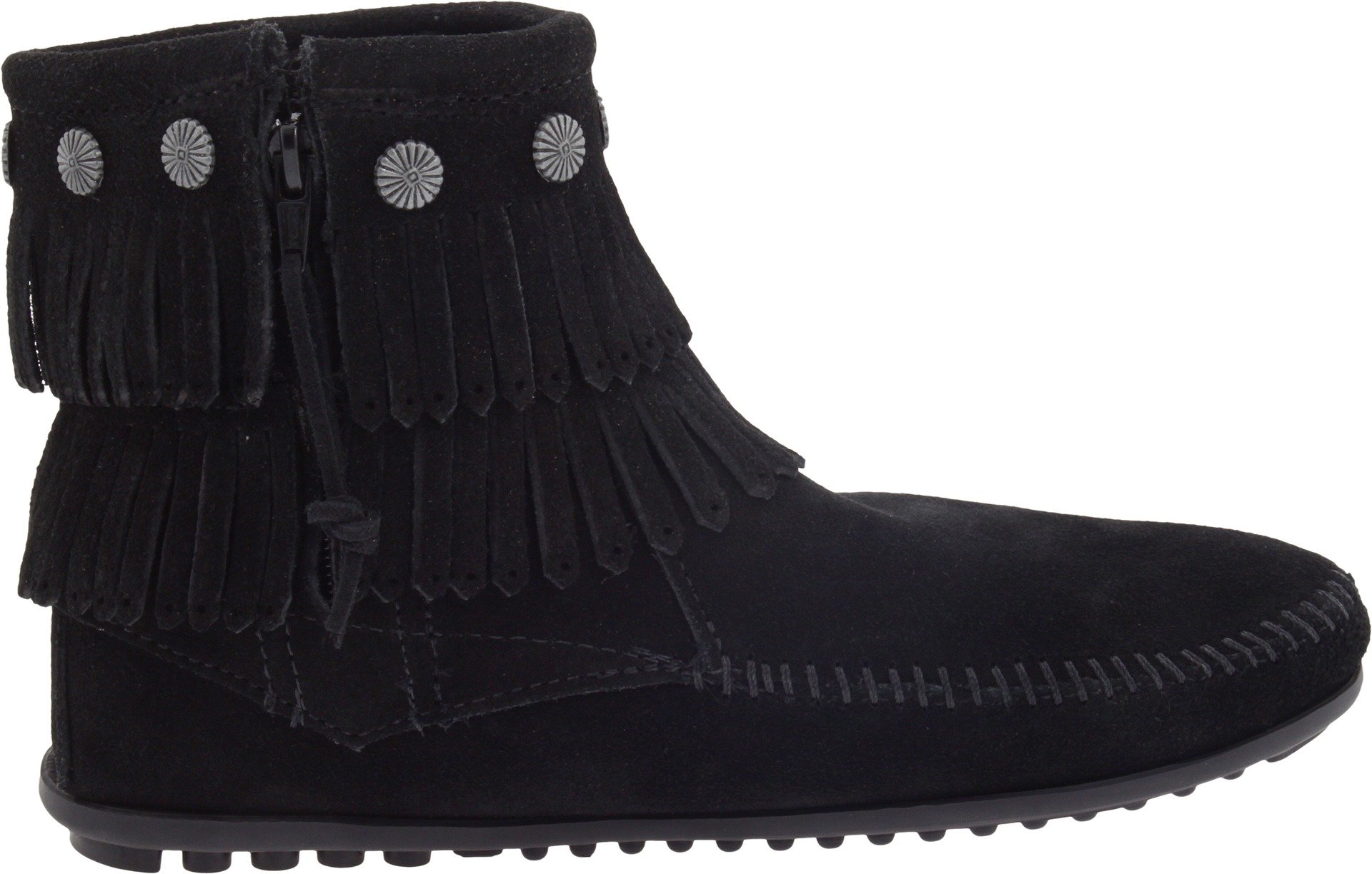 Minnetonka Women's Double-Fringe Side-Zip Boots - Soft Leather Ankle Booties for Casual Wear & Boho Style Outfits | Perfect for Fall, Winter & Festival Fashion