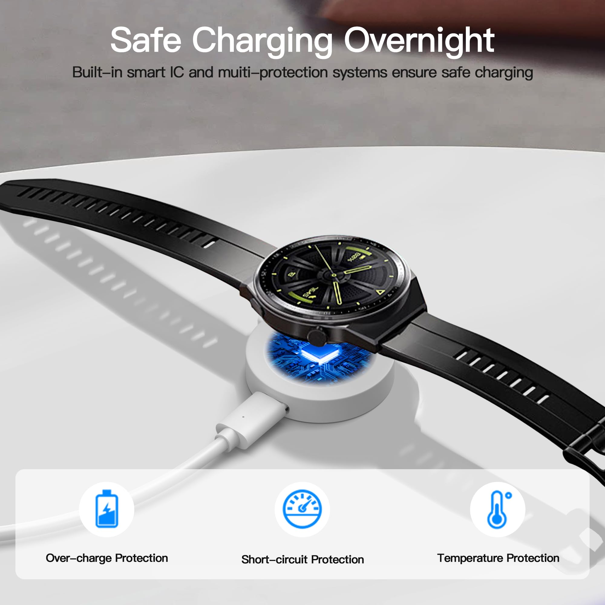 AWINNER Magnetic Charging Dock for Huawei Watch - Replacement USB Charger Cable & Adapter - Fast Charging Smartwatch Accessory (White, 1 Pack) - Perfect for Home, Office & Travel Use