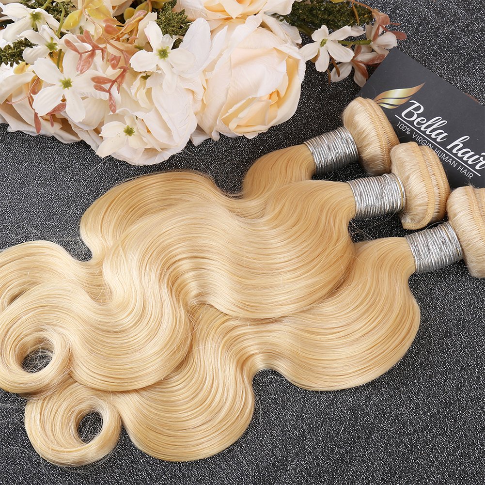 Bella Hair 613 Remy Virgin Human Hair Weave - Russian Blonde Human Hair Bundles Body Wave (2 Pieces 30 Inch) for Extensions, Weaving & Styling | Perfect for Daily Wear, Parties & Special Occasions