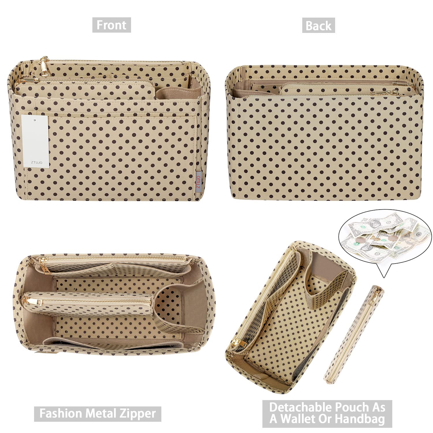 ZTUJO Felt Purse Organizer Insert for Louis Vuitton Speedy, Neverfull, Graceful & Tote Bags - Handbag Shaper & Storage Solution for Women's Luxury Purses (Perfect for Travel, Work & Daily Organization)