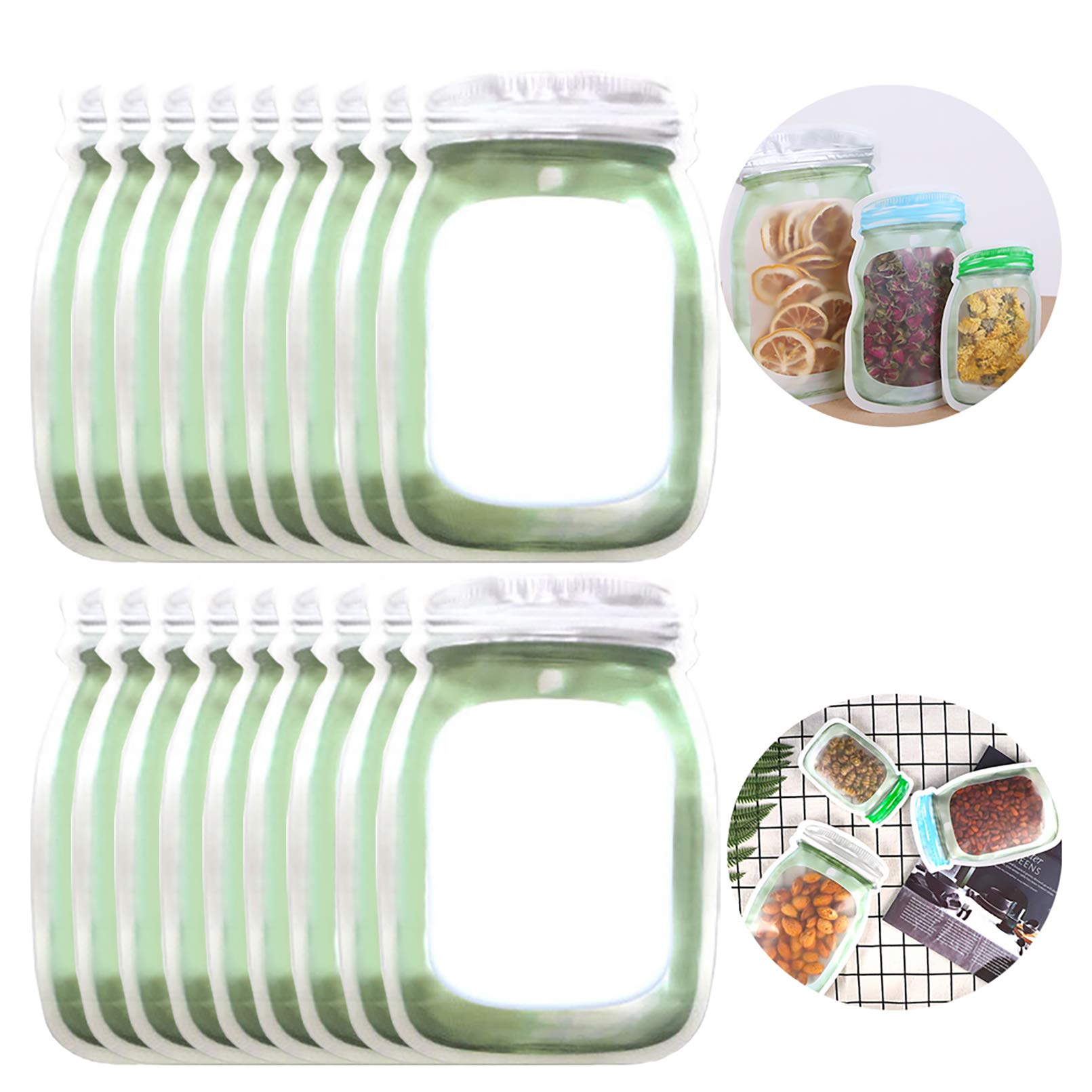 Enkrio 20 Pack Reusable Mason Jar Bags - Leakproof Food Storage Bags for Kitchen, Snacks, Sandwich & Meal Prep | Eco-Friendly Zipper Bags for Mason Jars, Picnics, Camping & On-the-Go Snacking