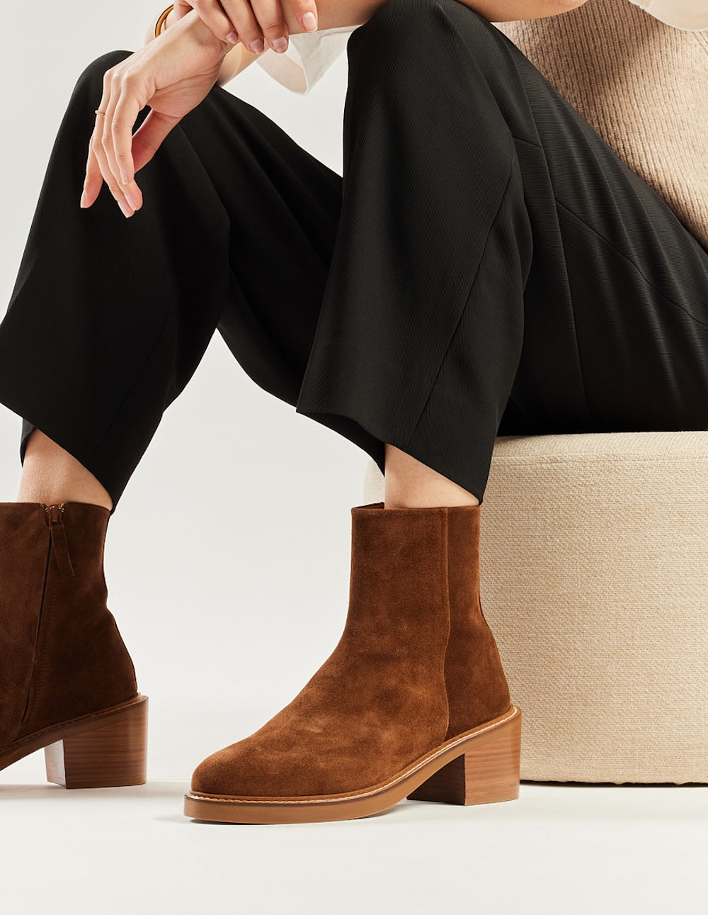 Véronique Brown Suede Ankle Boots with Heels - Stylish & Comfortable for Women's Casual Outfits & Office Wear