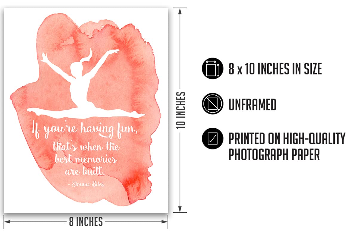 Inspiring Simone Biles Quote Wall Art Print - Motivational Gymnastics Decor with Pink Background for Gymnasts, Coaches & Fans | Perfect for Bedrooms, Gyms & Sports Themed Rooms