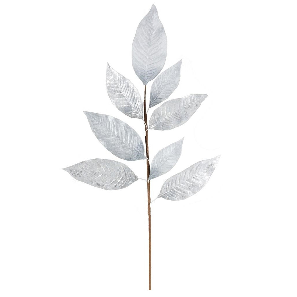 27 Silver Magnolia Leaf Floral Picks - Artificial Greenery Stems for Wedding Centerpieces, Home Decor, and DIY Floral Arrangements