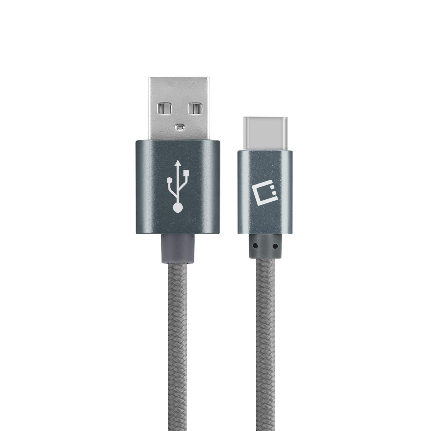 Premium Braided USB-C Cable 6.6ft Fast Charging & Data Sync - Compatible with iPhone 15, Samsung Galaxy, Google Pixel, Moto - Durable Nylon Cord for Home, Office & Travel (Gray)