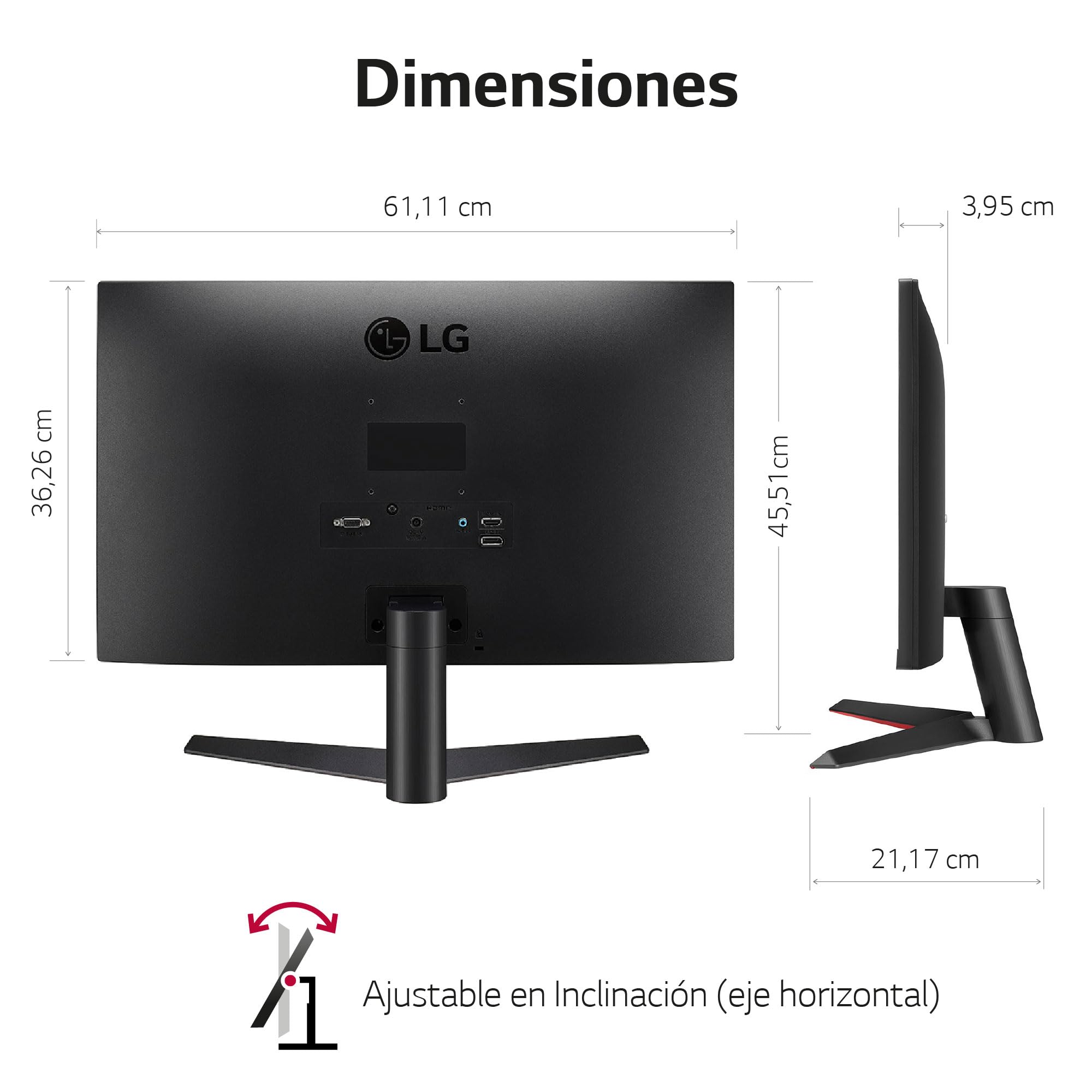 LG 27MP60G-B 27 Inch Full HD Monitor - 1920x1080 Resolution, 5ms Response Time, VGA/HDMI/DP Ports, Black - Perfect for Home Office, Gaming & Entertainment