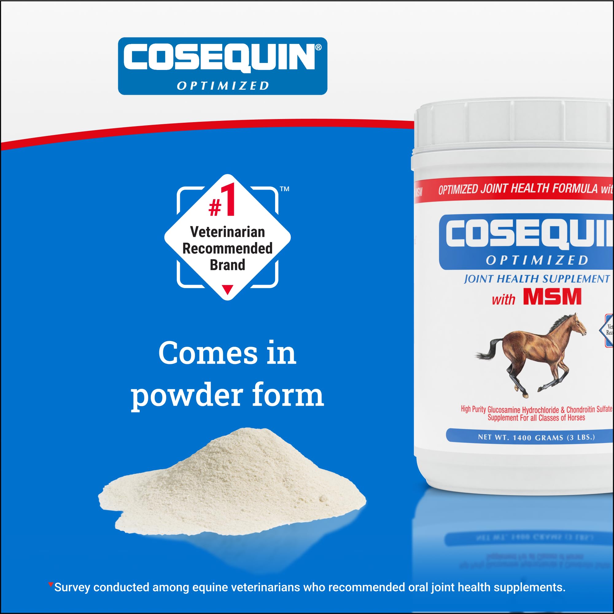 Nutramax Cosequin MSM Joint Health Supplement for Horses - Glucosamine & Chondroitin Powder (1400g) | Supports Mobility & Comfort for Active & Senior Horses