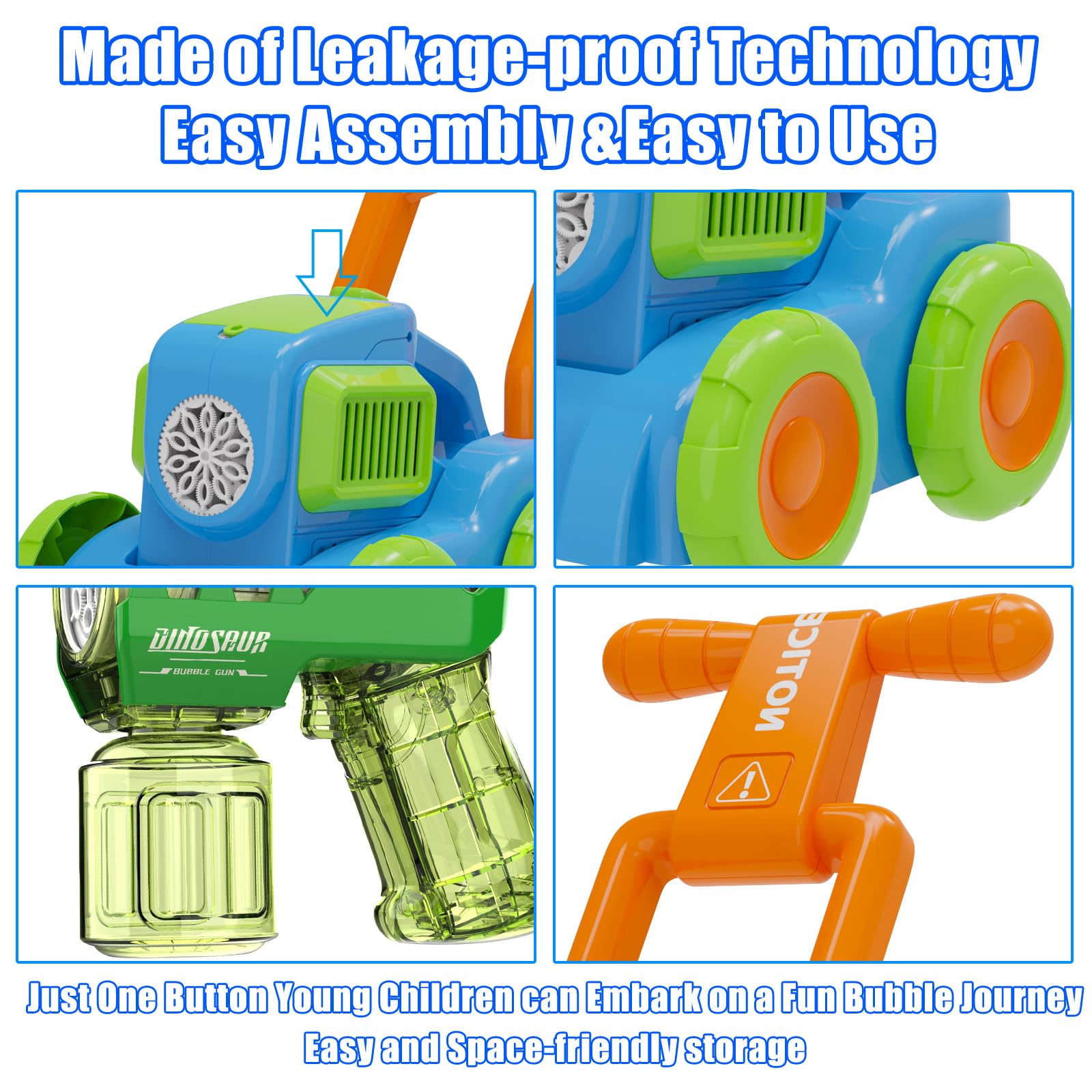 3-Piece Bubble Lawn Mower & 2 Bubble Guns Set - Outdoor Push Toy with Endless Bubbles for Kids, Backyard Gardening Play, Birthday Party Favors - Includes Luxury Bubble Refill Solution (Green) - Perfect for Summer Outdoor Fun, Garden Parties, and Kids' Playtime Activities