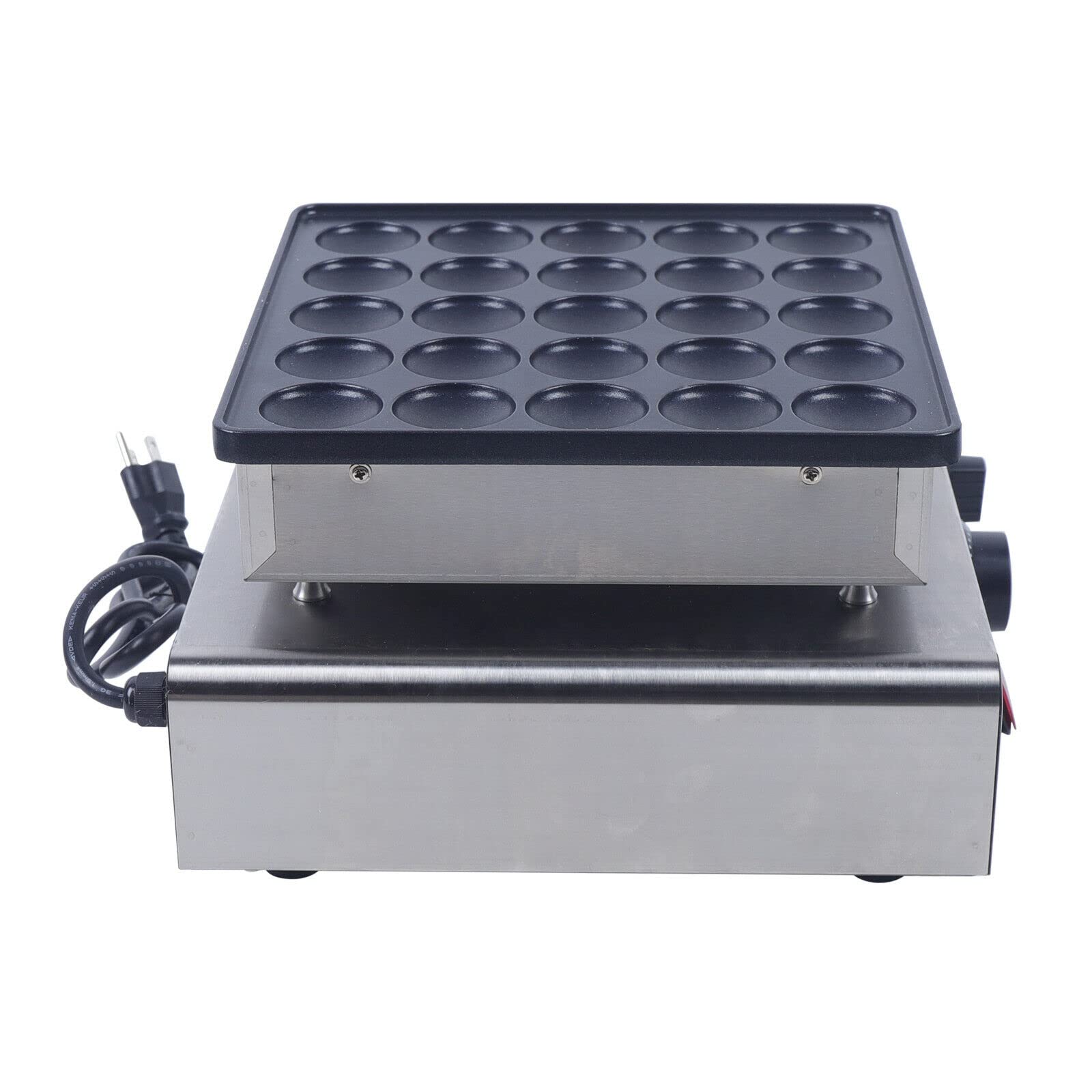 Commercial Dutch Pancake Maker - 25 Hole 1.8 Inch 800W Nonstick Electric Dorayaki Baker with 50-300°C (122-572°F) Temperature Control - Perfect for Snack Bars, Cafeterias, Bakeries & Home Breakfast Making