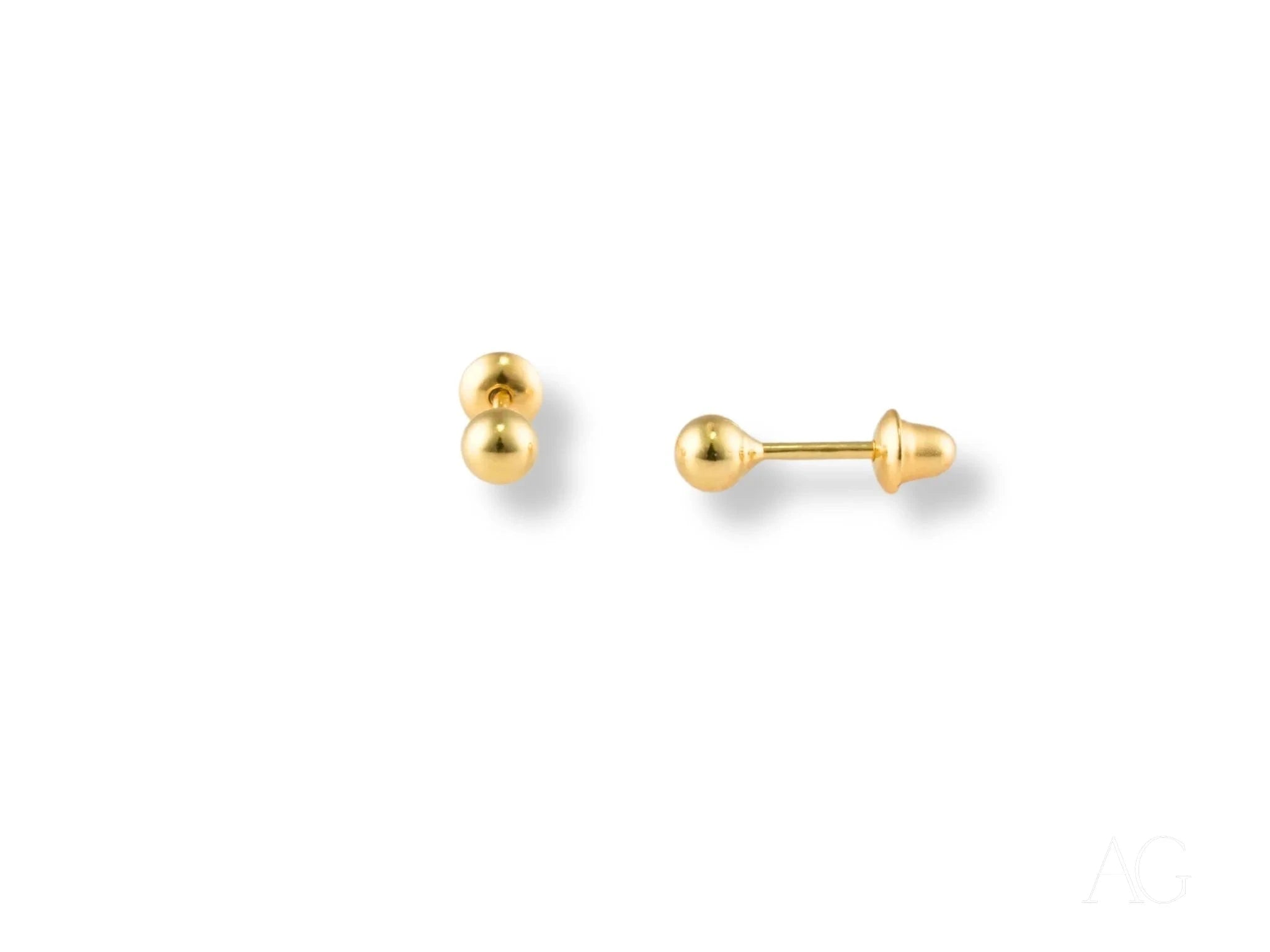 18K Gold Ball Stud Earrings - Classic Elegance Jewelry for Women, Perfect for Weddings, Parties & Everyday Wear