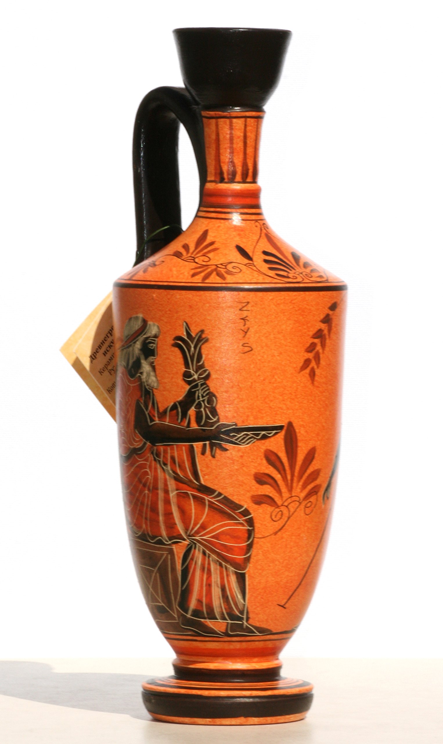Ancient Greek Ceramic Vase Pot - Handcrafted Lekythos with Goddess Athena & Zeus Design - 10.2 Inch Decorative Vessel for Home Decor, Museum Replica & Greek Mythology Gifts