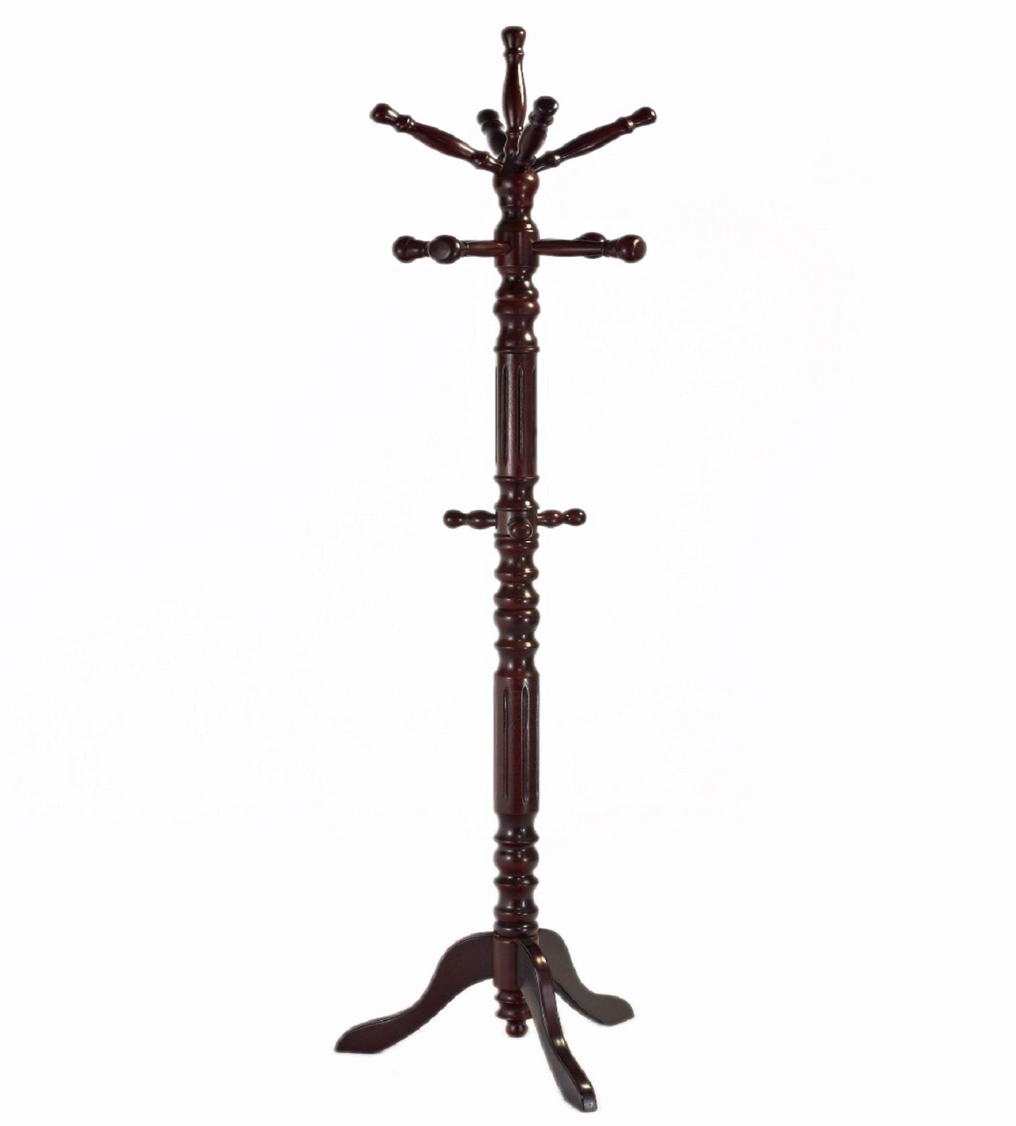Frenchi Furniture Coat Rack - Cherry Wood Entryway Organizer with Hooks for Hats, Coats & Bags - Perfect for Hallway, Bedroom or Office Storage