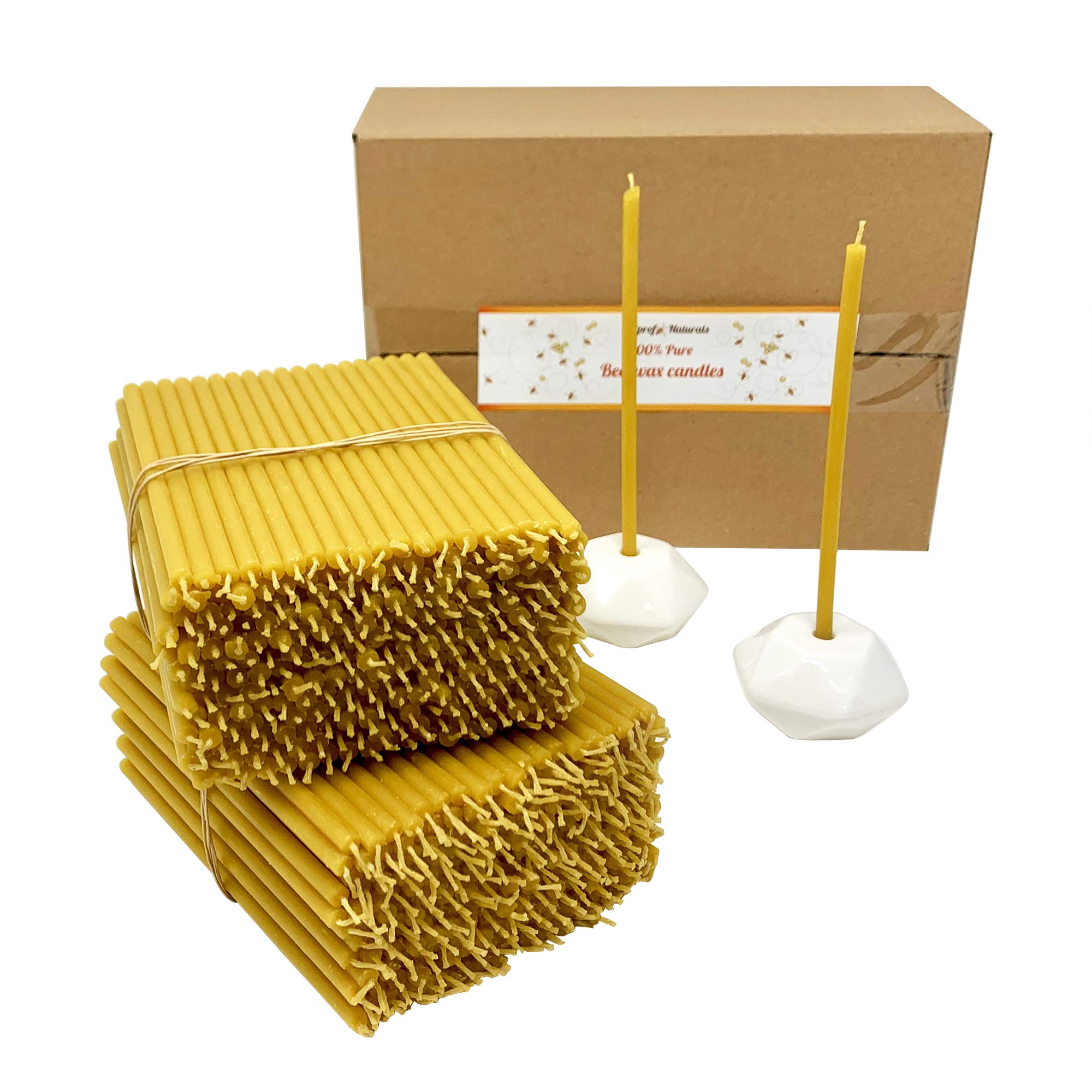 500 Votprof 100% Pure Beeswax Taper Candles (6.25 Inches) - Natural Honey Scented, Handmade, Eco-Friendly for Romantic Dinners, Weddings & Home Decor