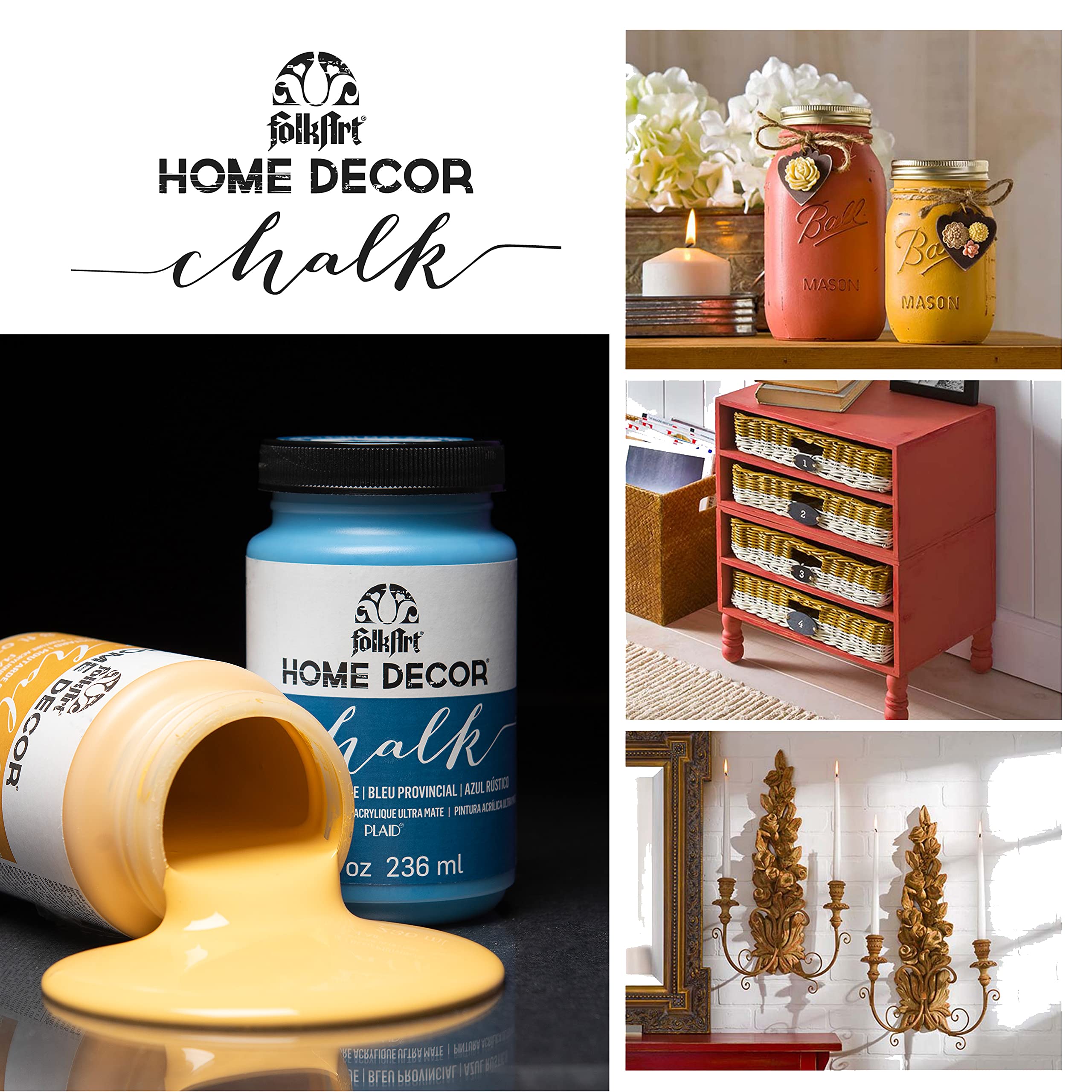 FolkArt Multi-Surface Chalk Paint for Furniture & Crafts - 8 oz (Cascade, 34159) - Perfect for DIY Home Decor, Chalk Painting Projects & Upcycling Furniture