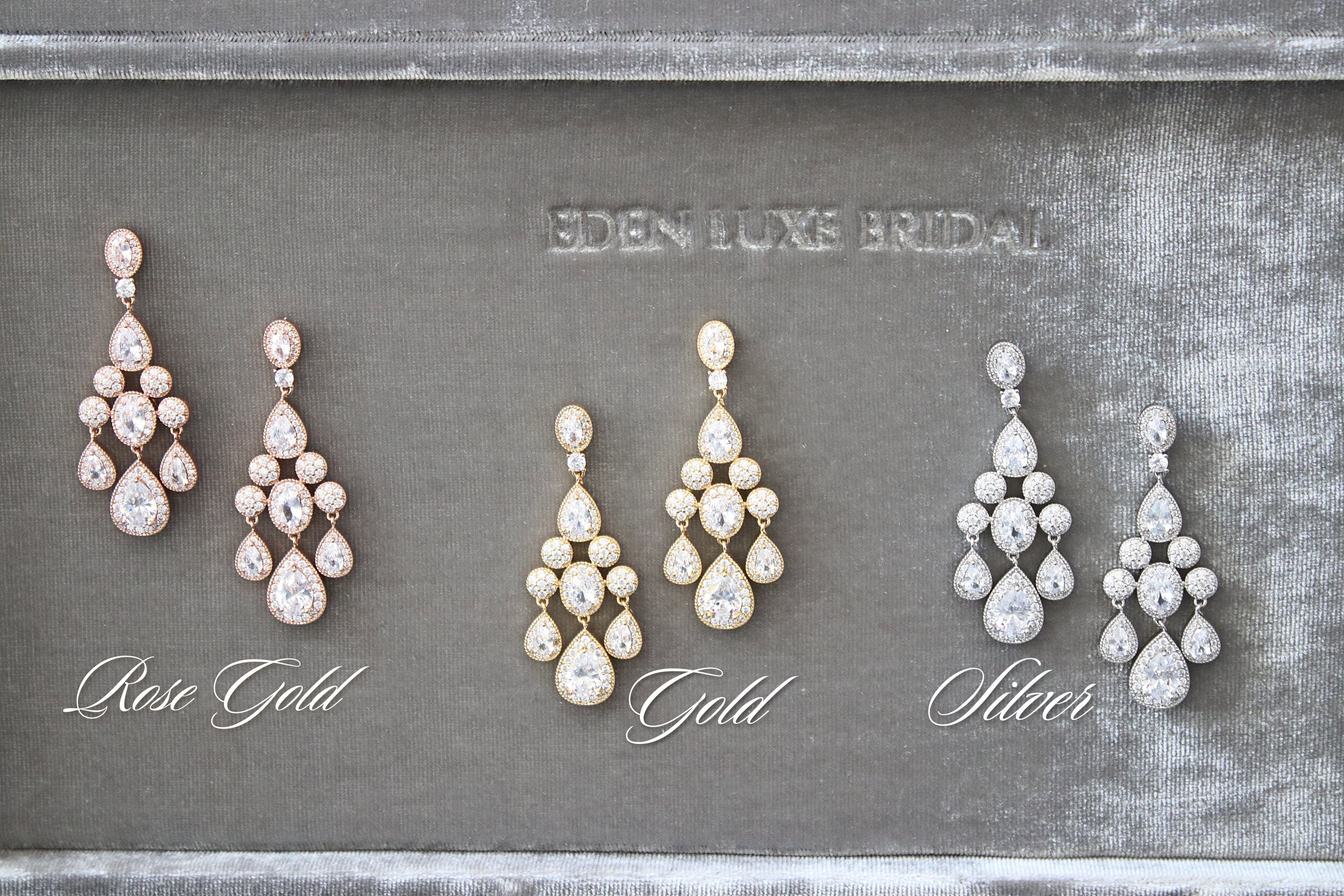 ISABELLA Gold Bridal Chandelier Earrings - Elegant Wedding Jewelry for Bride, Bridesmaids & Formal Events | Perfect for Weddings, Prom & Evening Parties