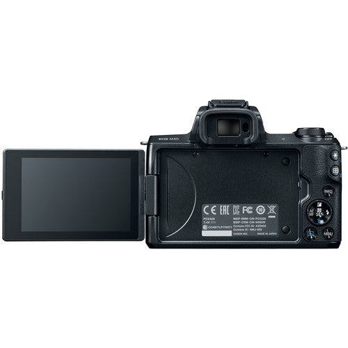 Canon EOS M50 Mirrorless Digital Camera with 15-45mm Lens (Black) - 32GB Memory Card & Accessory Kit - Perfect for Vlogging, Travel Photography & Content Creation