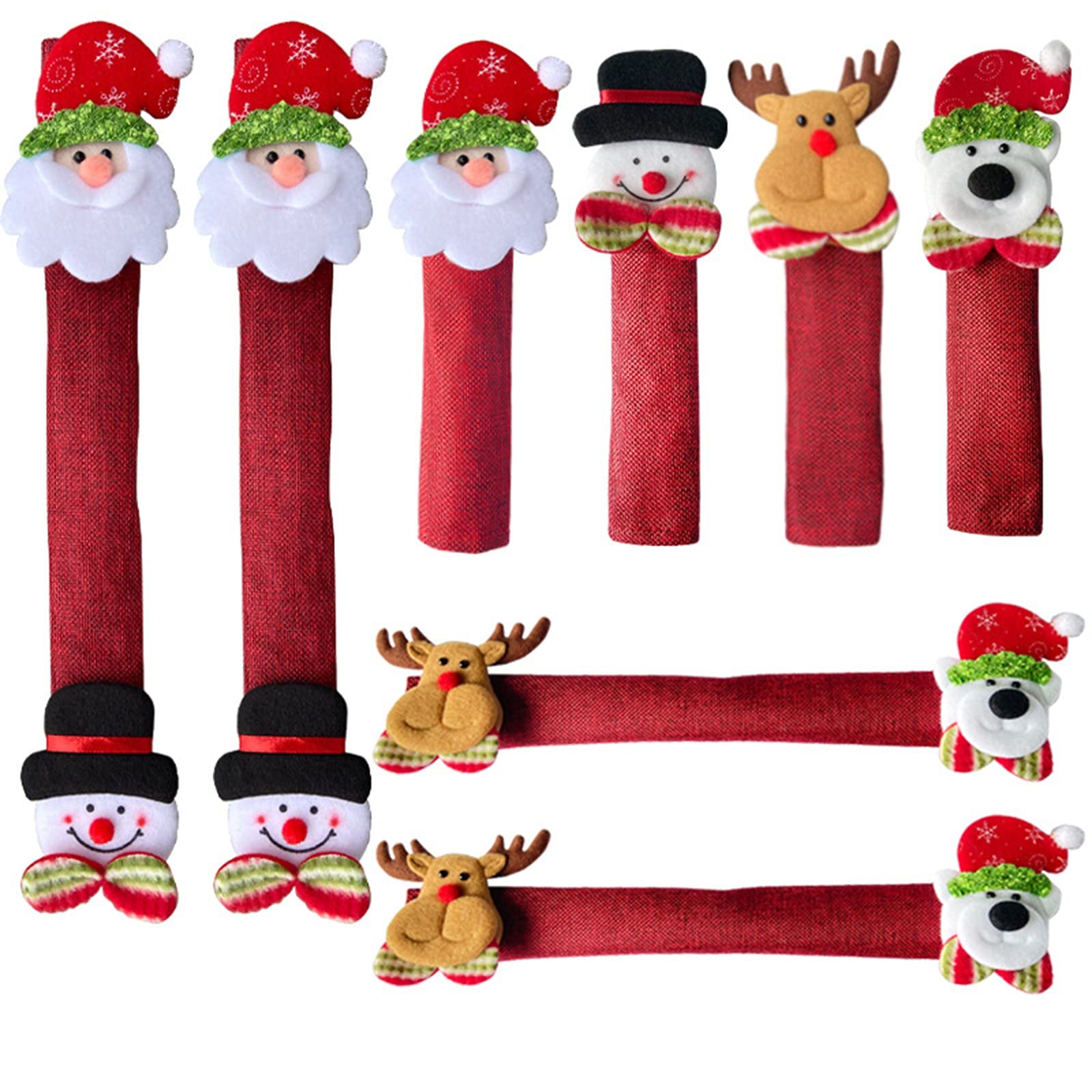 Yiser 8Pcs Christmas Faceless Doll Protective Cover Set - Oven, Refrigerator, Microwave, BBQ Grill & Charcoal Tray Cover - Cute Home Decor (Red, One Size) - Perfect for Holiday Kitchen & Outdoor Cooking Protection