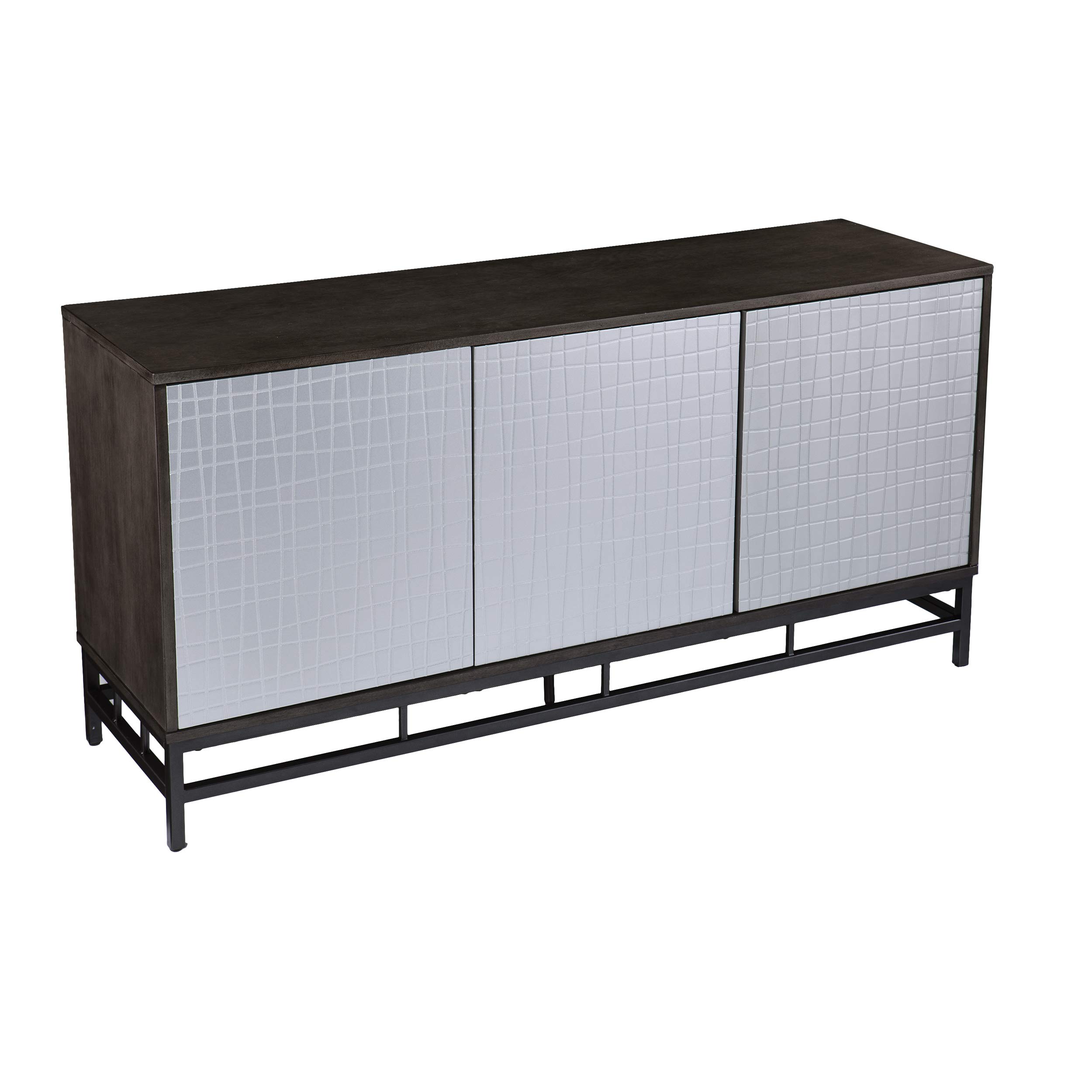 SEI Furniture Virton Contemporary Storage Cabinet - Weathered Gray & Gunmetal Gray | Modern Sideboard for Living Room, Bedroom & Office Organization