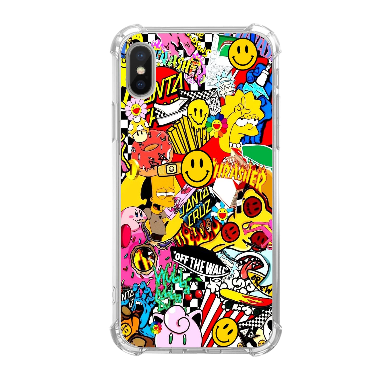 Fisherrod Pop-Art Collage iPhone Xs Max Case - Colorful Trendy TPU Bumper Phone Cover for Women, Men & Teens - Durable Shockproof Protection - Perfect for Daily Use, School & Travel