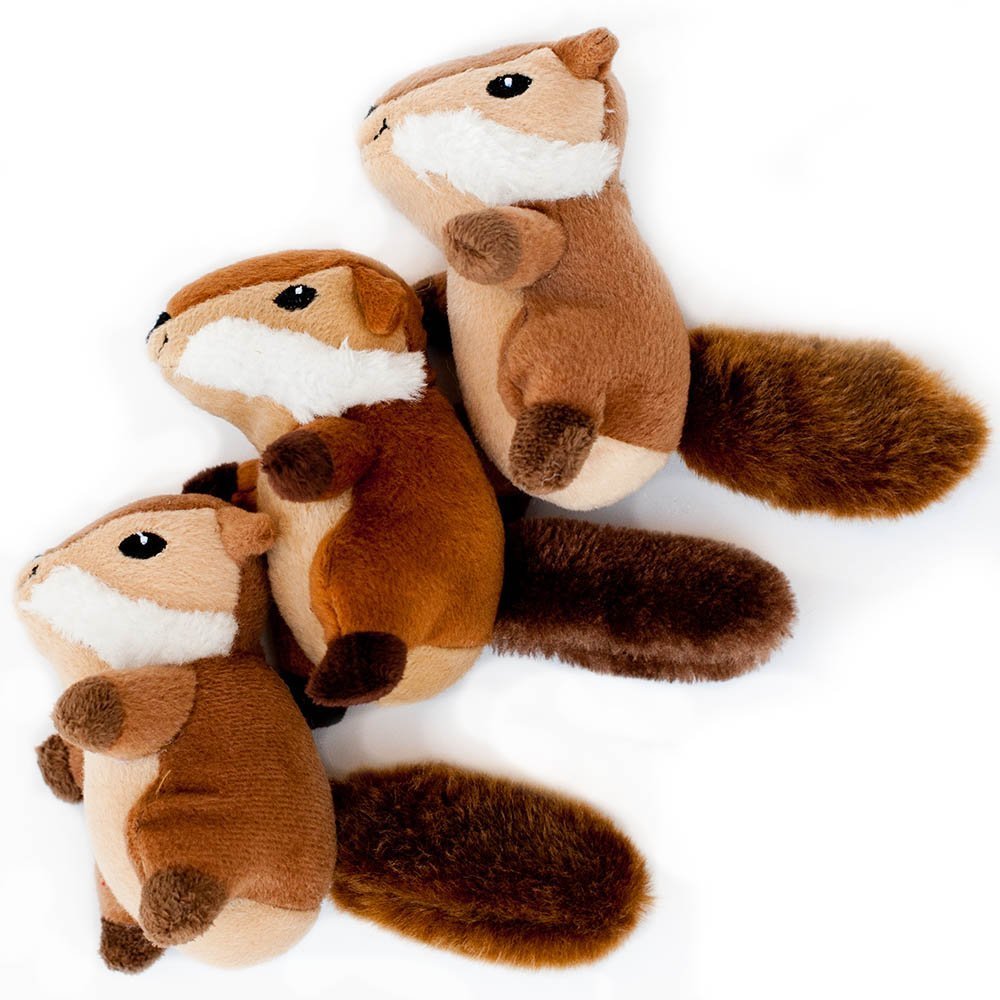 ZippyPaws Woodland Friends Burrow Hide & Seek Interactive Dog Toys - 3 Pack Mini Squeaky Plush Puzzle Toys for Small Dogs (Chipmunks Design) | Fun Training & Mental Stimulation for Puppies