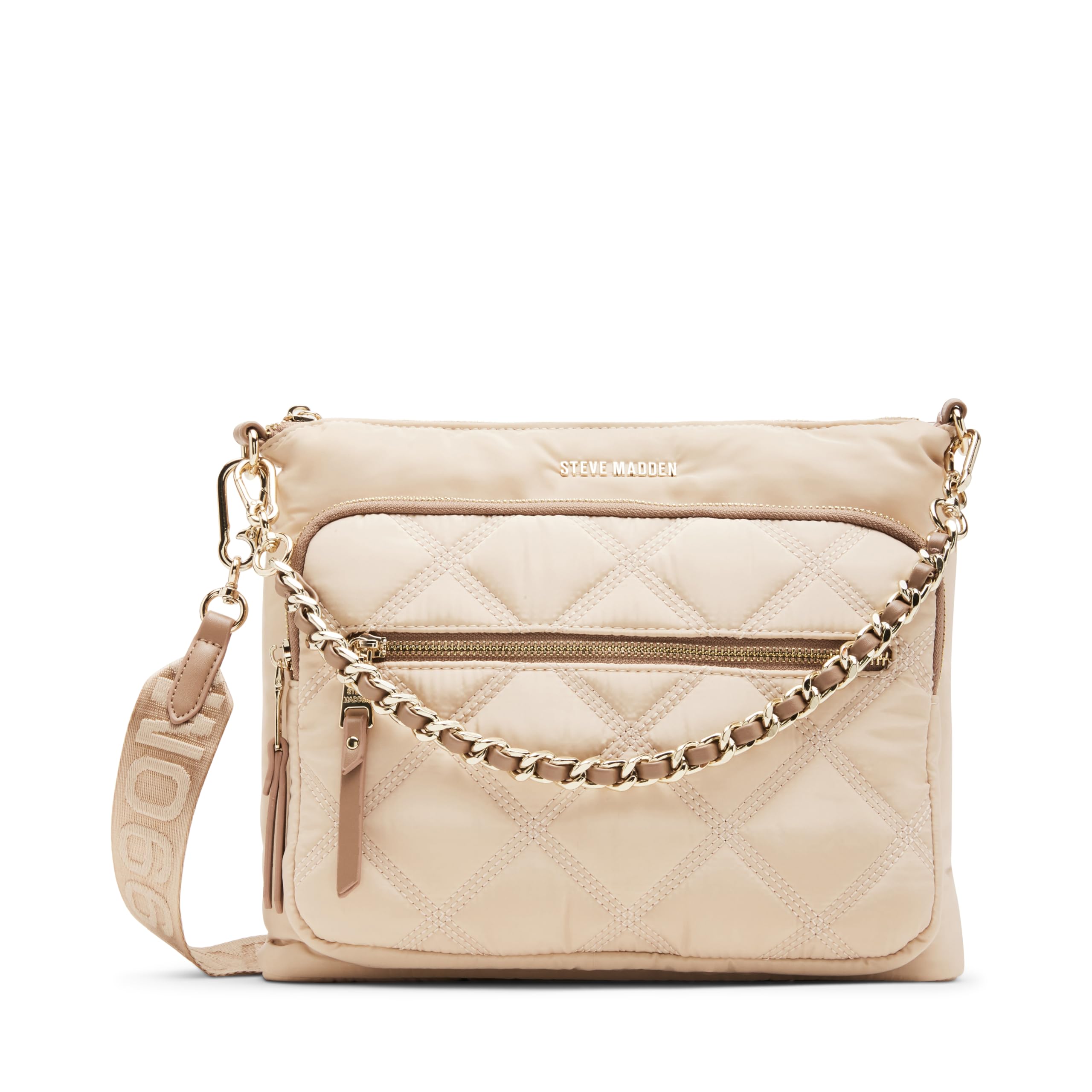 Steve Madden Bforrest Nylon Crossbody Bag for Women - Light Beige Shoulder Purse, Fashionable & Durable Everyday Handbag for Work, Travel & Shopping