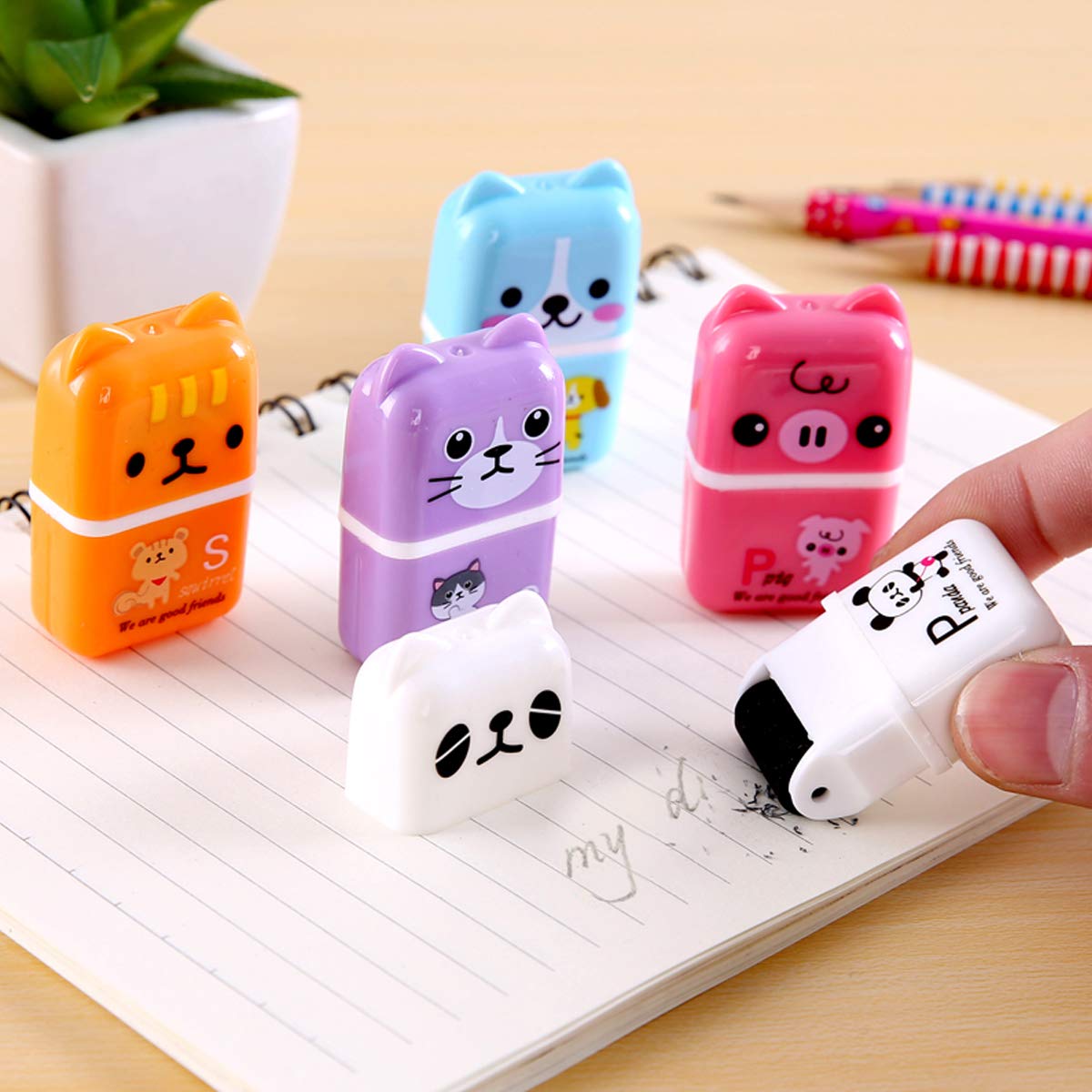 24 Pack Cute Pencil Erasers with Clean-Up Roller - Bulk Eraser Set for School, Office & Art Supplies - Perfect for Party Favors, Classroom Rewards & Gift Bags