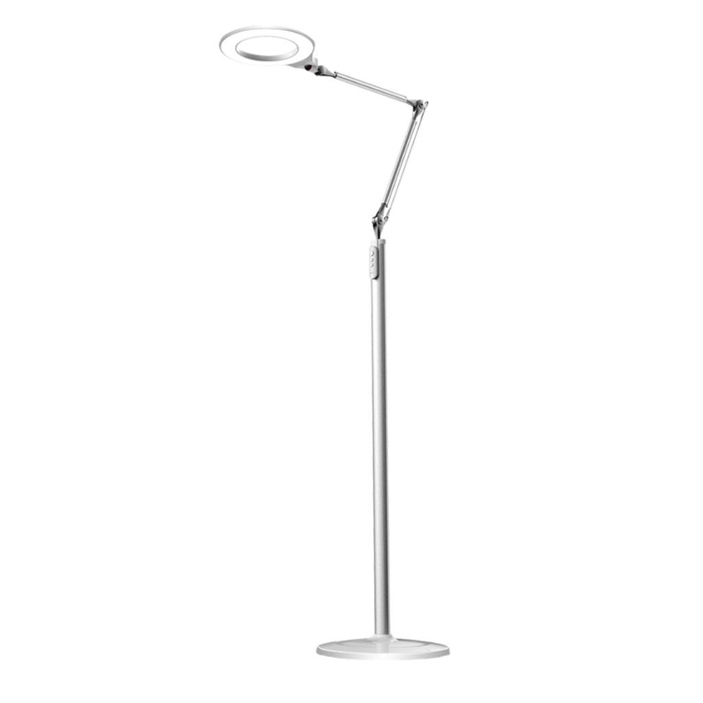 Remote Control Floor Lamp with Touch Dimmer - Adjustable Color Temperature Standing Light for Reading & Task Lighting - White Modern LED Floor Lamp for Living Room, Bedroom, or Office Workspace