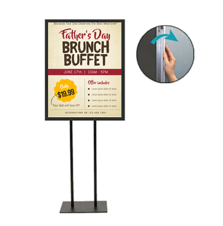 Double Pole Floor Stand 18x18 Sign Holder | 1 1/4