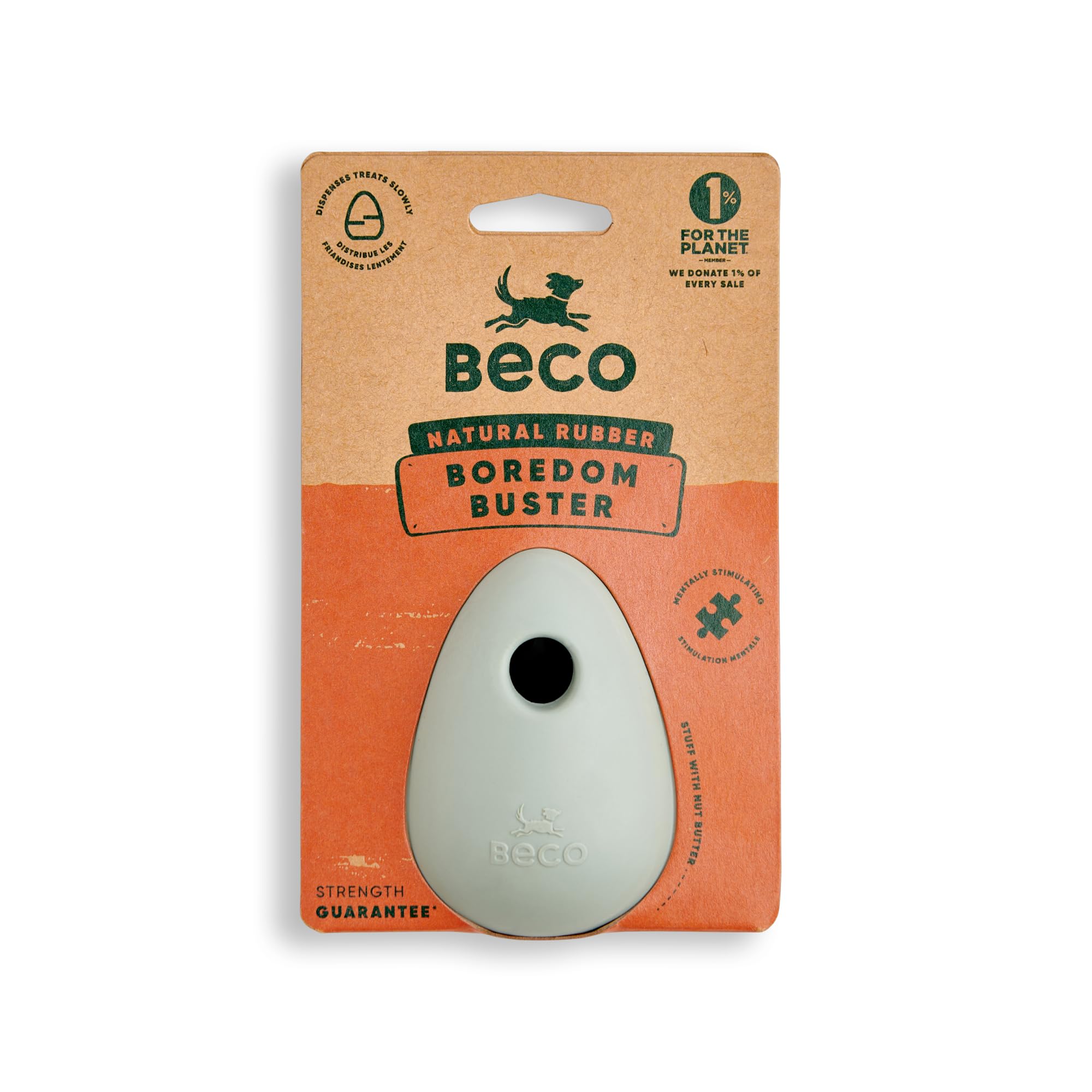 Beco Dog Toy - Natural Rubber Chew Toy for Boredom Buster & Mental Enrichment, Treat Dispenser Ball for Small Medium Large Dogs - Perfect for Indoor Play, Training Rewards & Anxiety Relief (Green)