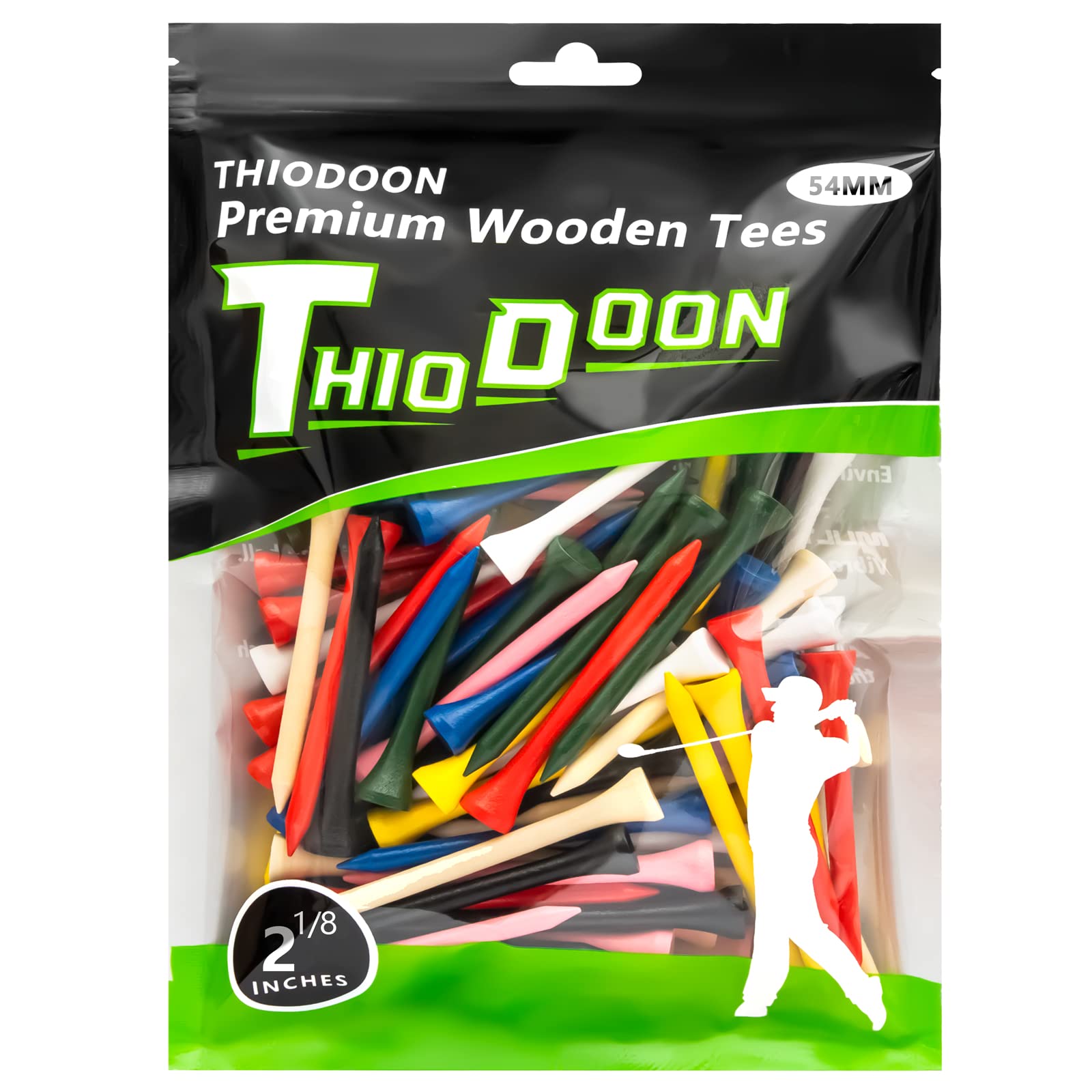 THIODOON Professional Natural Wood Golf Tees - Pack of 100 (3-1/4