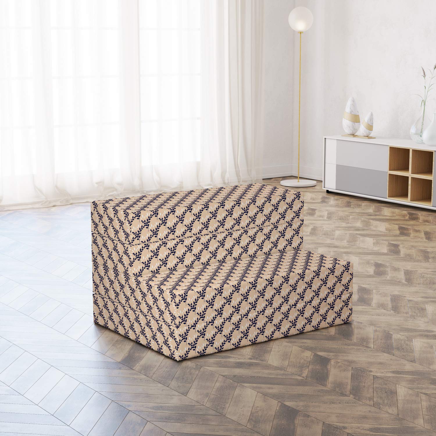 Ambesonne Foldable Mattress - Abstract Gardening Plants Herbal Design, 74.8
