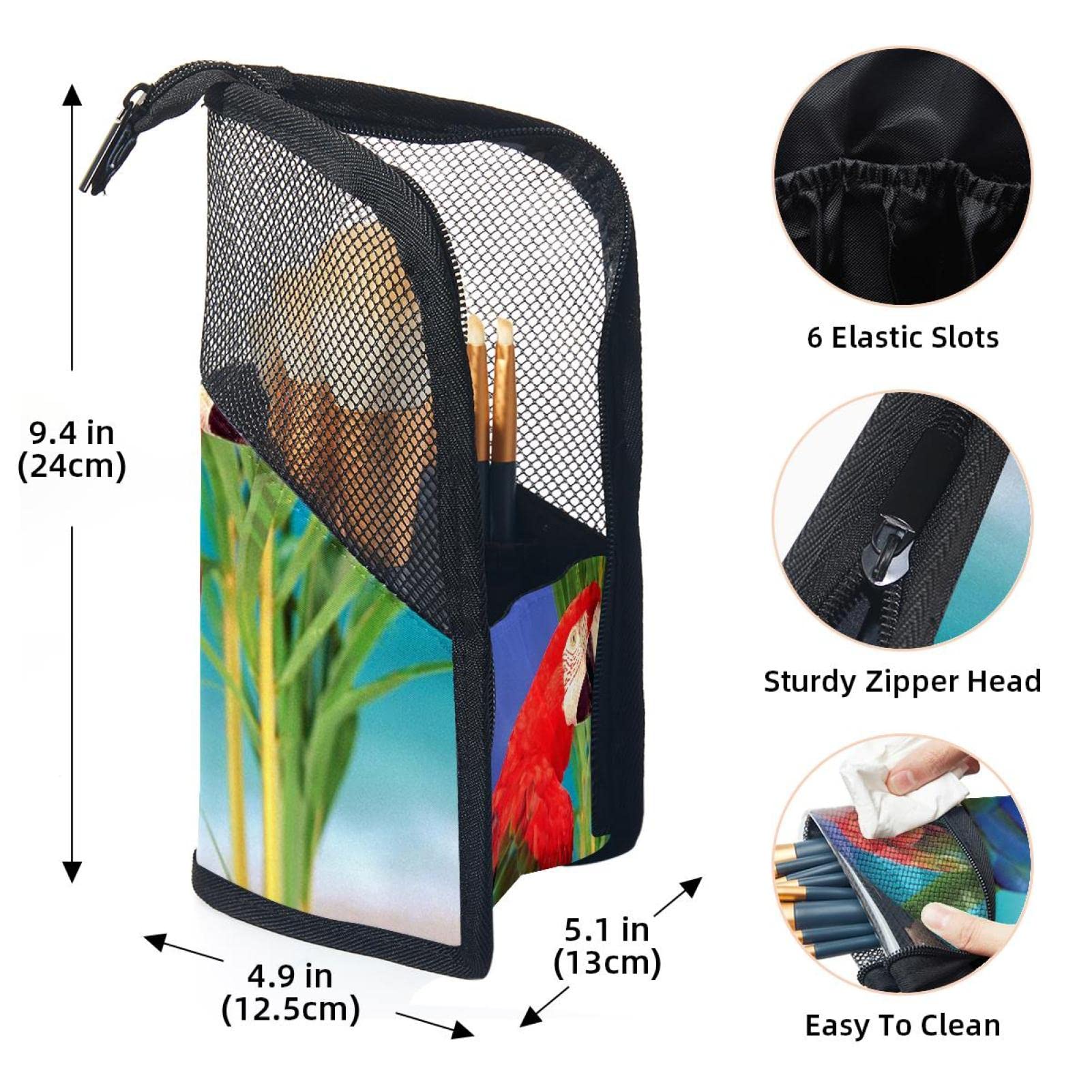 Portable Makeup Brush Organizer Bag with 12 Slots - Tropical Macaw Design Makeup Brush Holder Case for Travel & Home Storage | Perfect for Makeup Artists & Beauty Enthusiasts