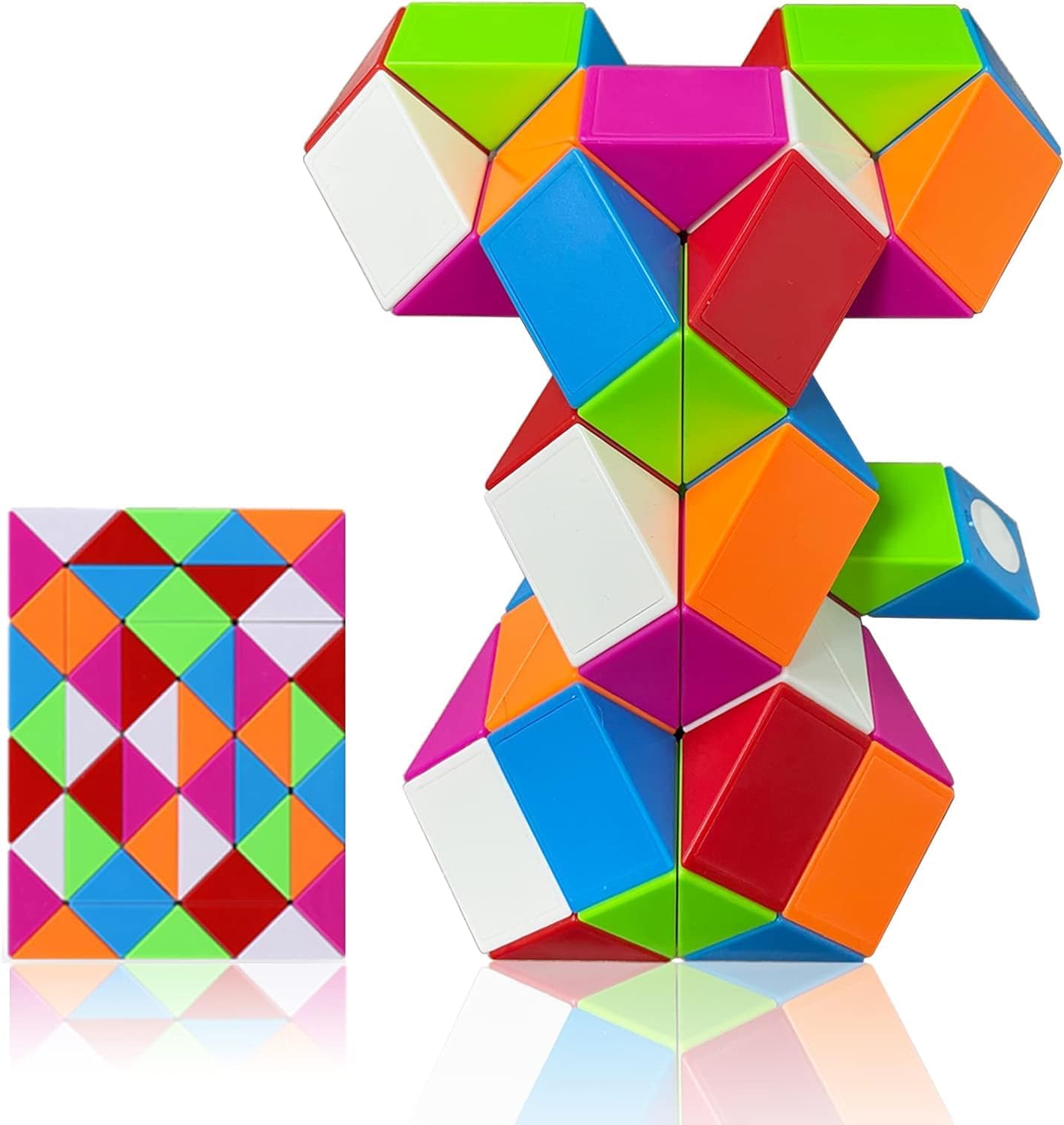 KITMEER Magic Snake Cube Twist Puzzle Toy (48 Blocks) – Brain Teaser for Kids Ages 6+ | STEM Learning, Stress Relief & Travel Entertainment