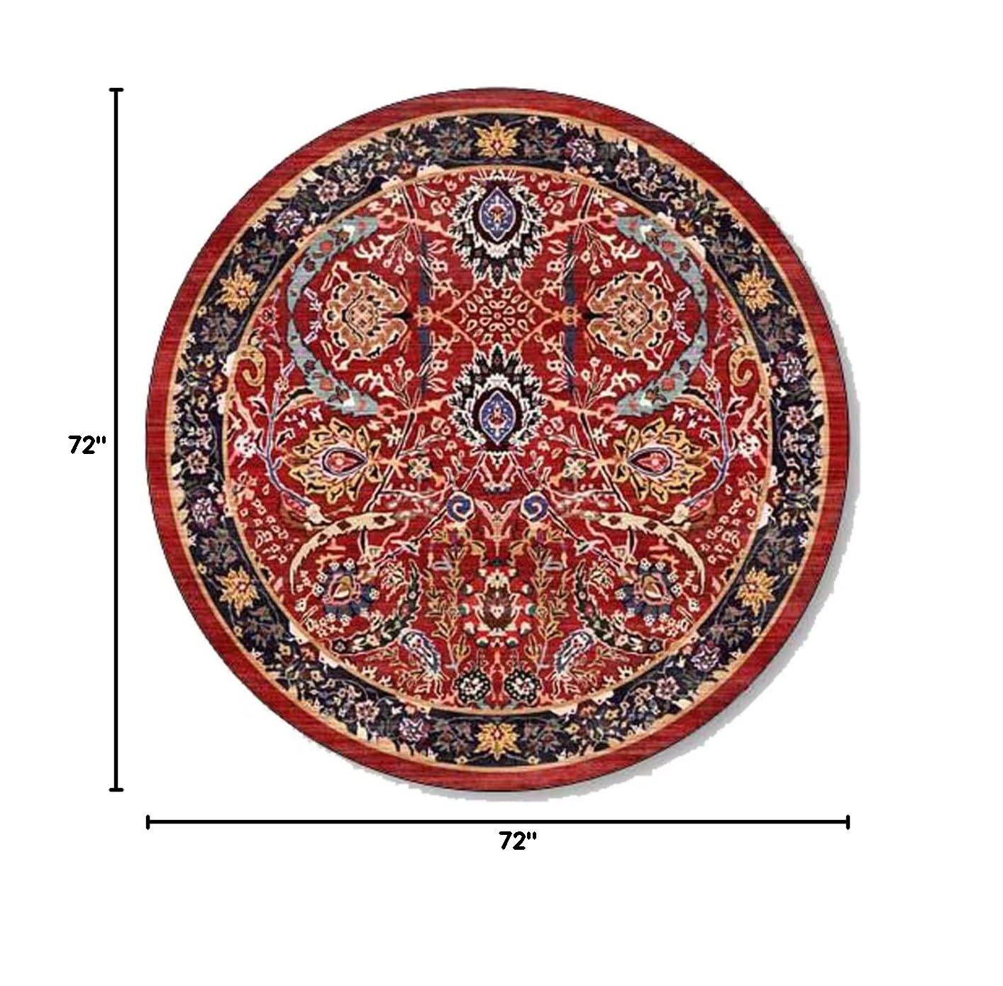 Large 6ft Boho Rug Pad - Non-Skid Washable Round Bohemian Area Rug for Living Room, Dining Room, Bedroom - Perfect for Hardwood Floors & Cozy Home Decor