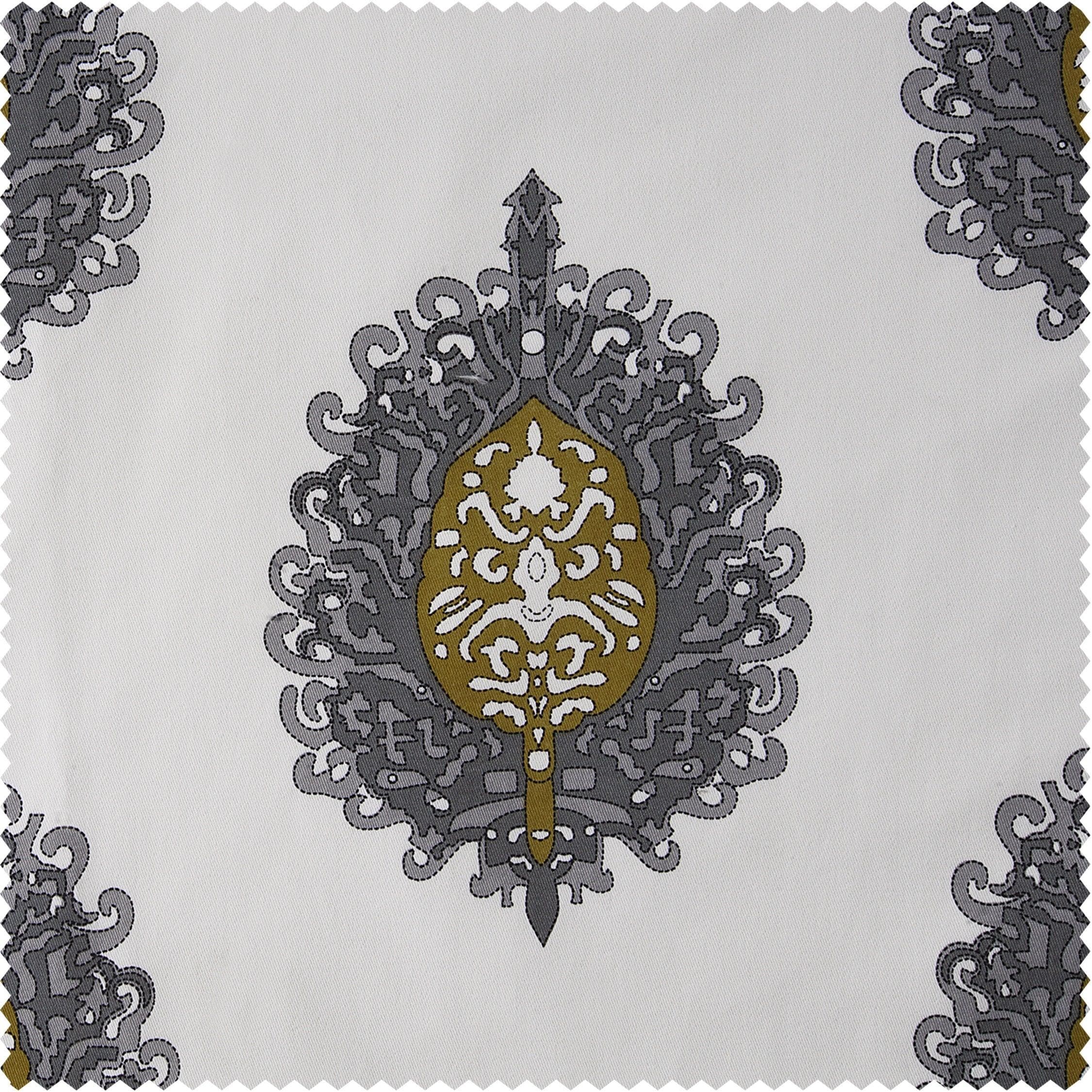 Mayan Gold Emblem Printed Cotton Custom Curtains - Handmade Ethnic Window Drapes for Living Room, Bedroom & Boho Home Decor