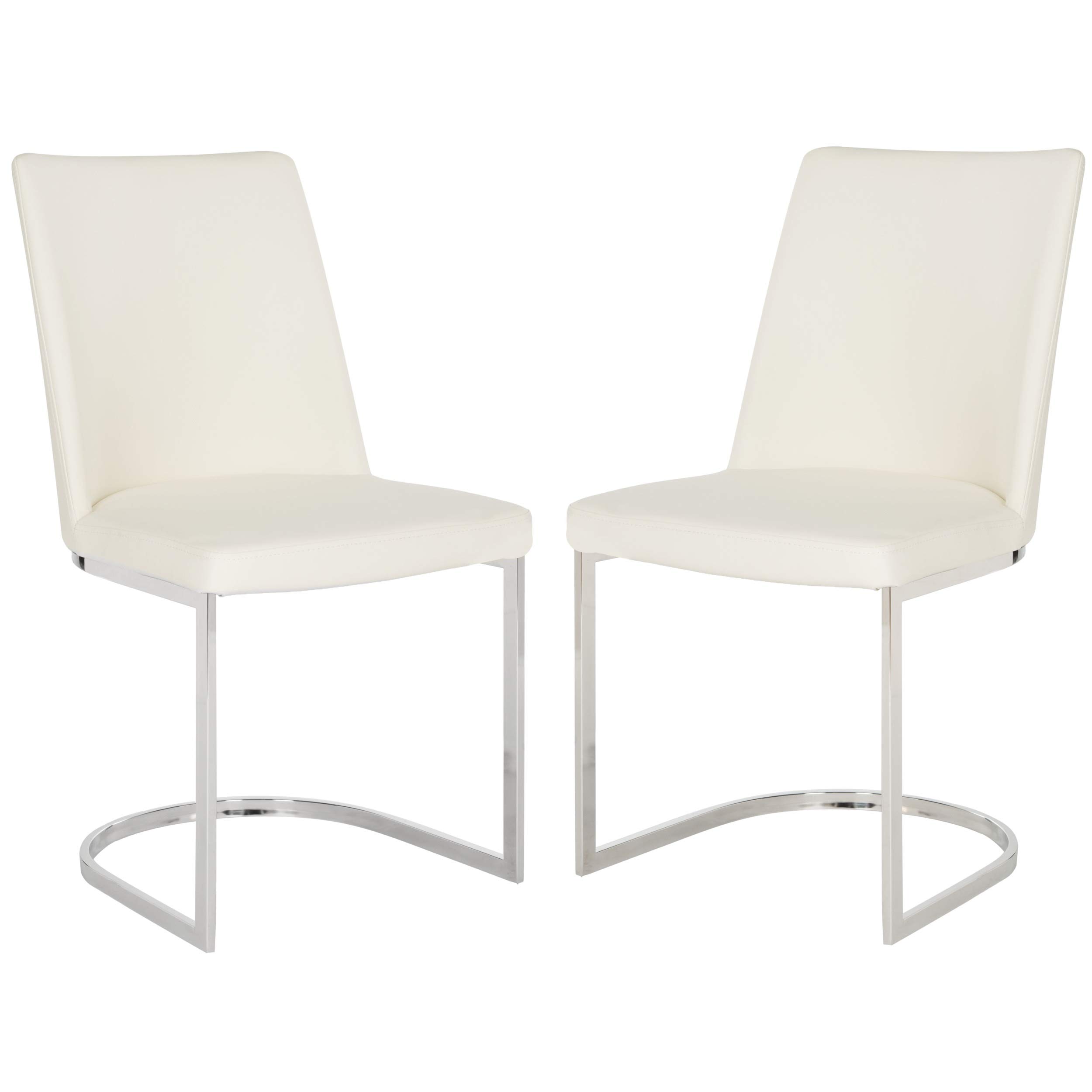 Safavieh Parkston White Glam Side Chair - Elegant Dining Room Accent Chair for Home Decor, Kitchen, and Living Room