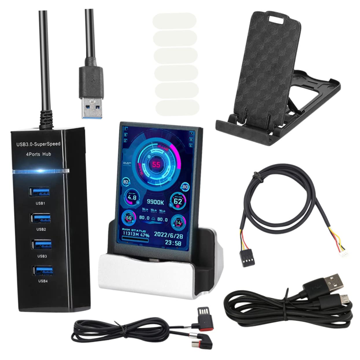 CIYODO Mini Secondary Screen for PC - Computer Case Monitor Display CPU GPU Temp HDD Data Network Usage - Perfect for Gaming Rigs, Workstations & Home Office Setups