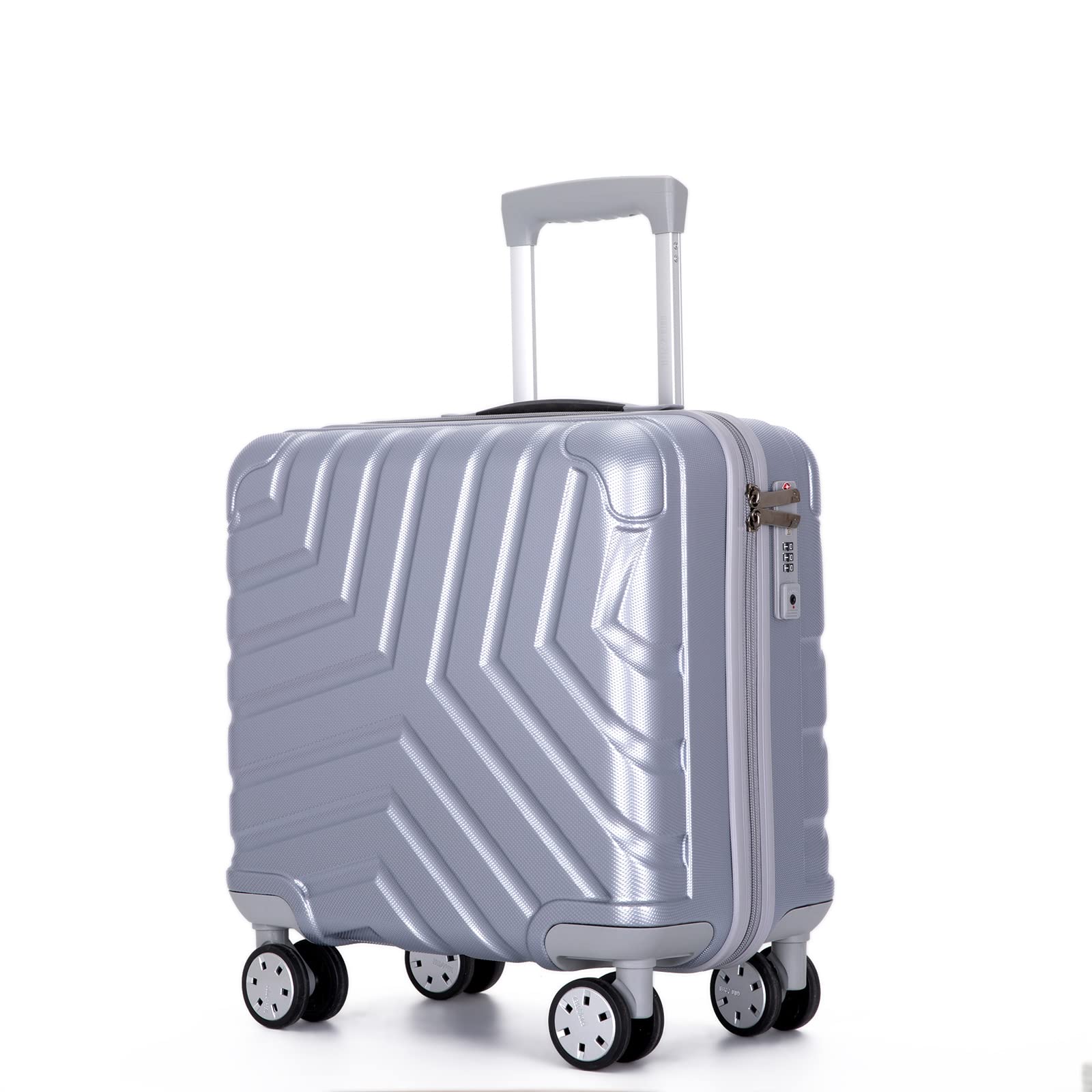 16-inch Pure PC Hard Shell Laptop Case with Universal Silent Aircraft Wheels - Red & Silver | Durable Travel Protection for Business Trips & Airplane Carry-On