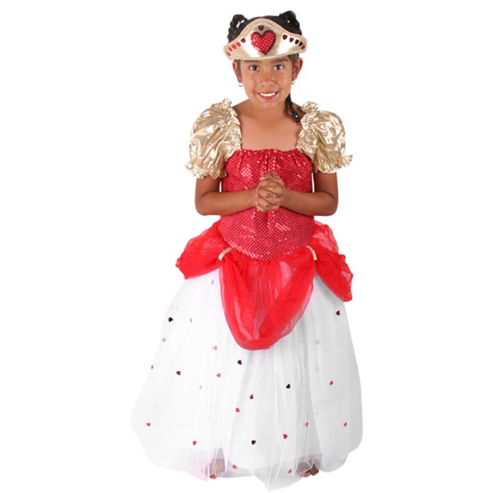 Queen of Hearts Costume for Kids - Medium Size 8 | Girls' Alice in Wonderland Dress Up Outfit | Perfect for Halloween, Cosplay & Themed Parties