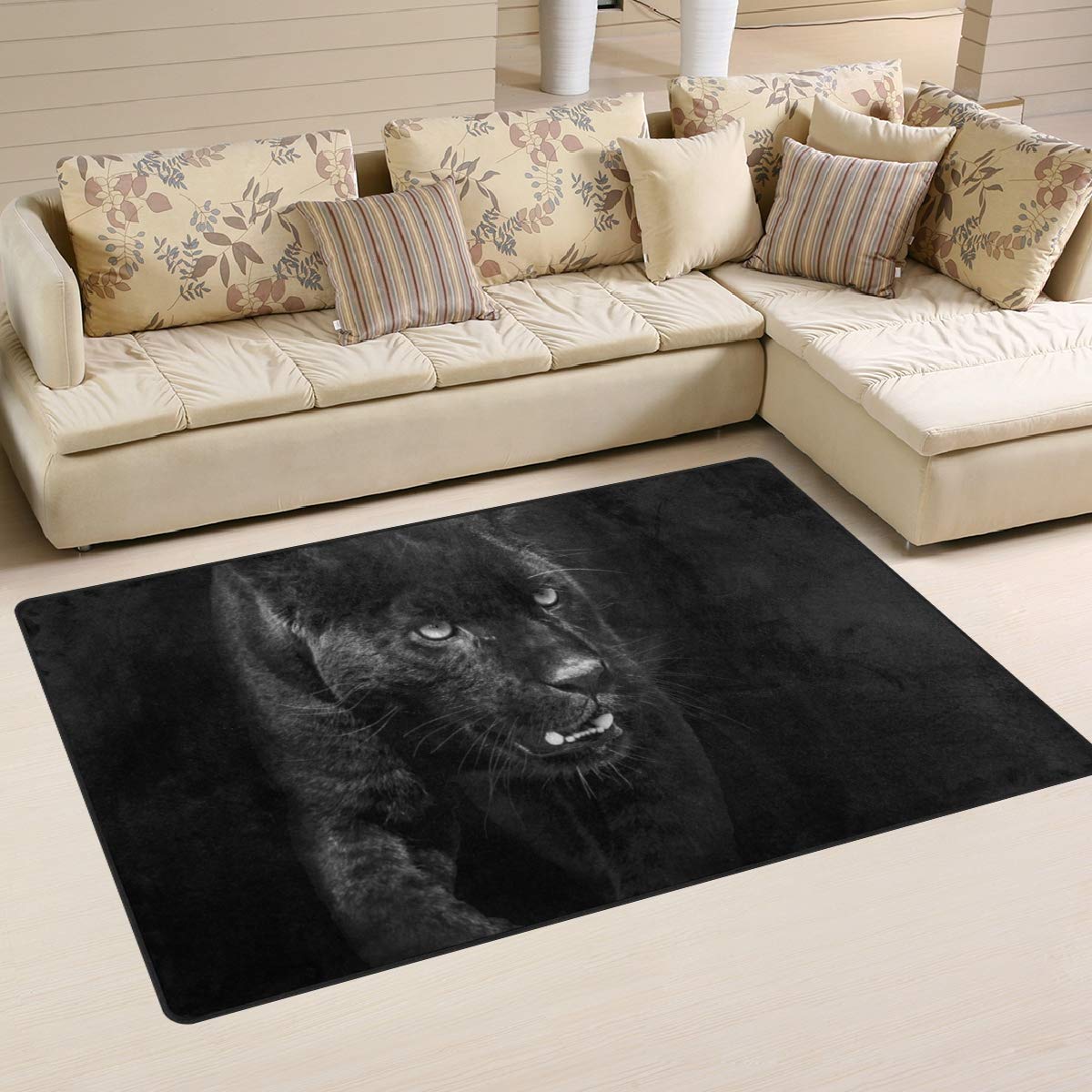 Premium Black Panther Print Indoor Area Rug - Modern 60