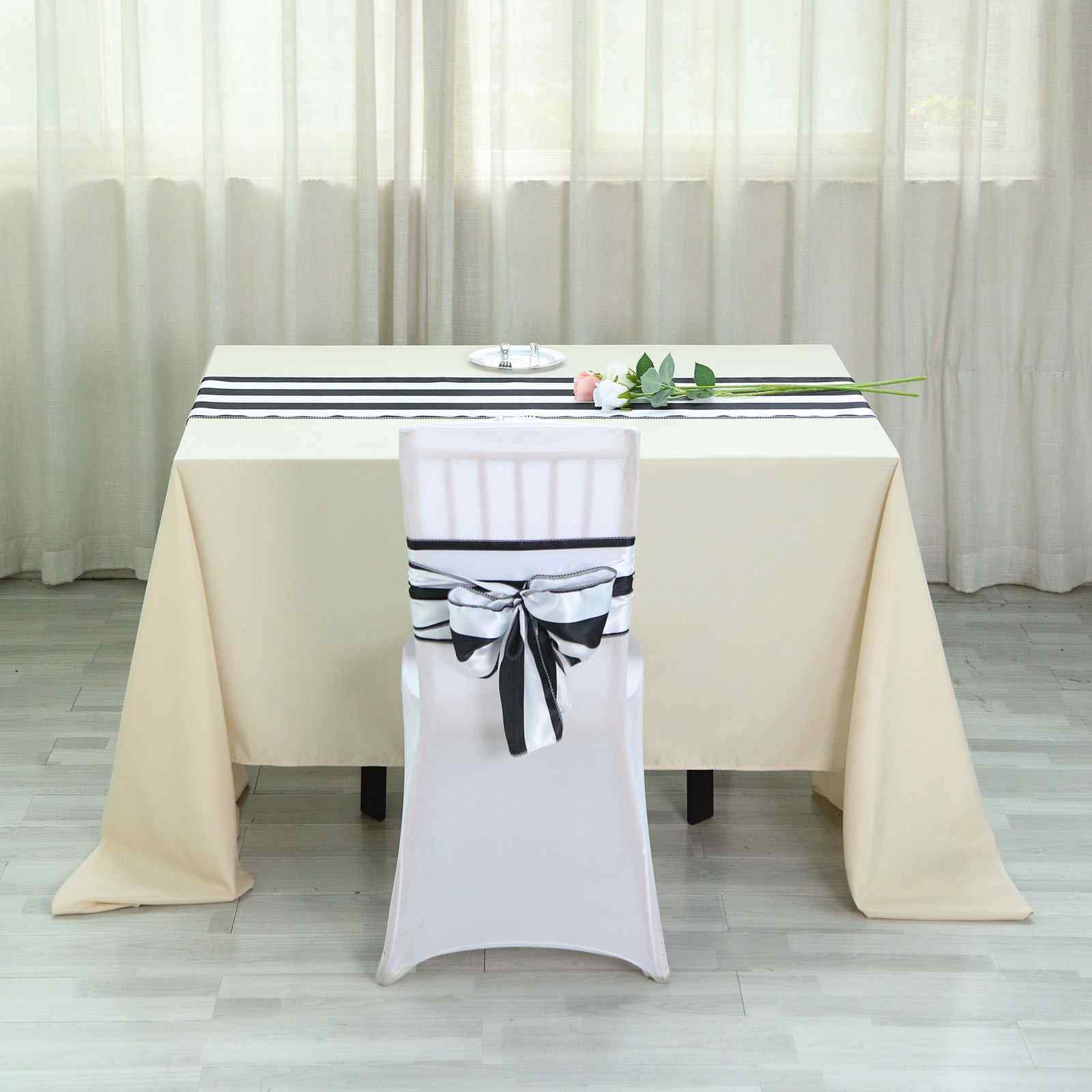 12x108 Satin Stripes Table Runner - Elegant Wedding Decor for Banquet, Party & Special Events - Perfect for Bridal Showers, Receptions & Holiday Celebrations