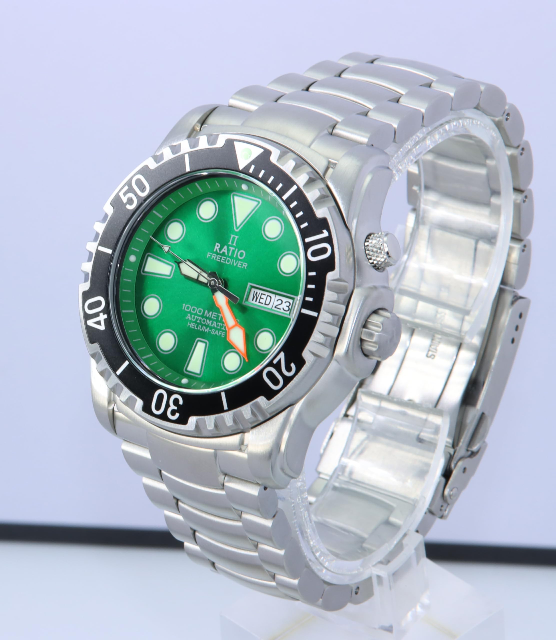 **RATIO FreeDiver Helium-Safe Automatic Dive Watch for Men - 1000M Water Resistant, Sapphire Crystal, Professional Scuba Diving Gear for Deep Sea & Spearfishing**