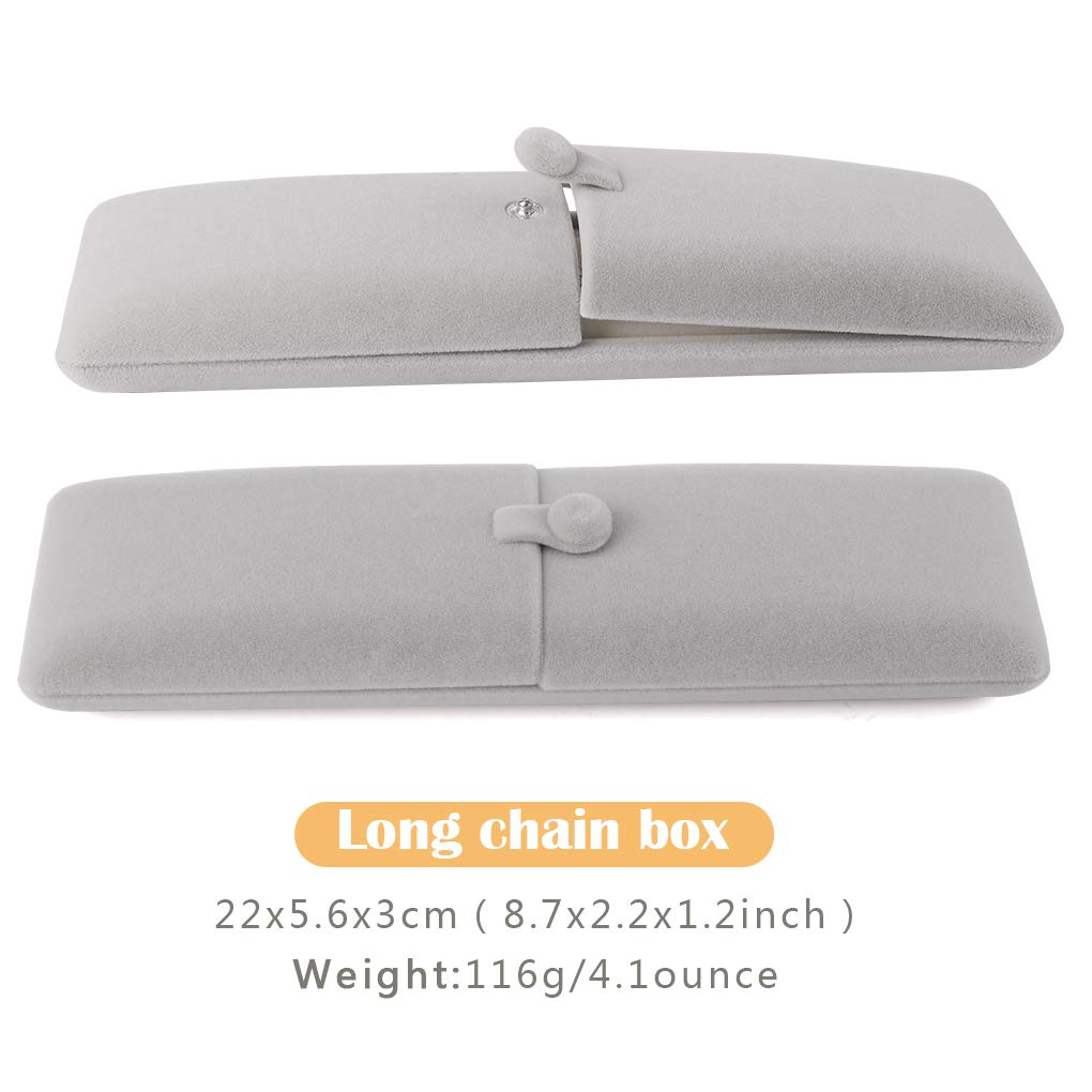 Rolin Roly Velvet Jewelry Box - Soft Flocked Necklace & Bracelet Storage Display Case for Pendants (Gray) | Perfect for Gift Wrapping, Jewelry Organization & Retail Displays