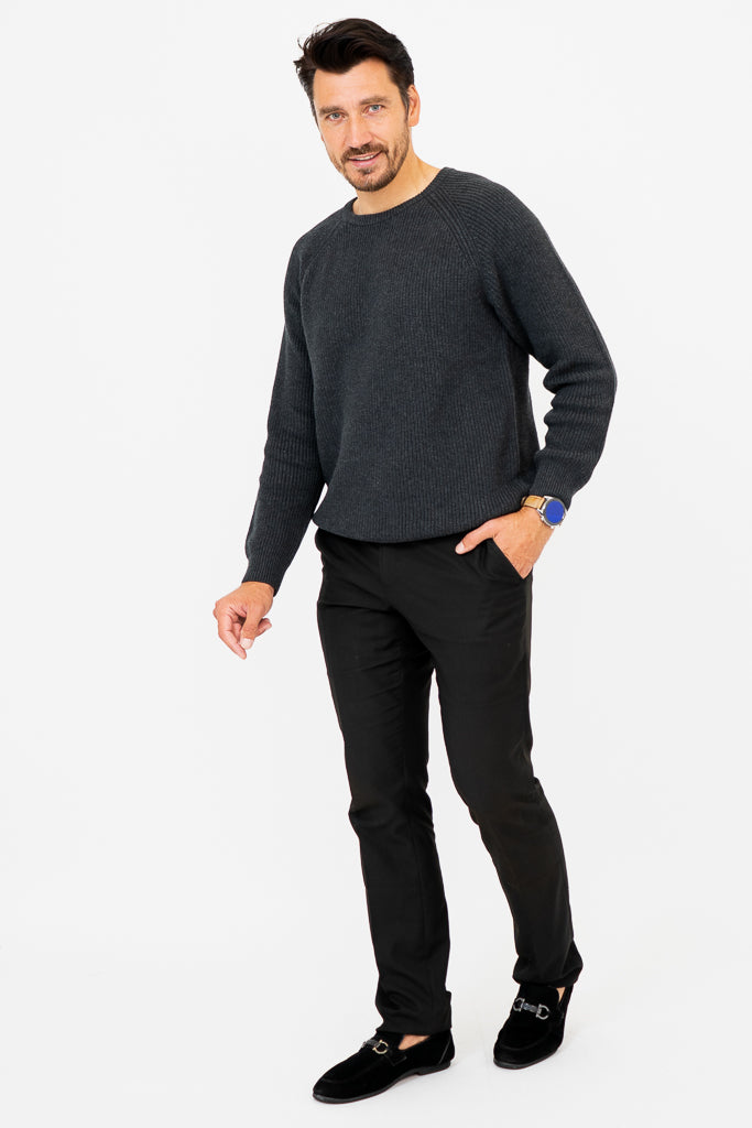 Jackson Men's Cotton Sweater - Charcoal Gray Pullover for Casual Wear & Outdoor Activities