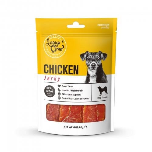 Premium Dried Chicken Jerky Dog Treats - 80g All-Natural Protein Snacks for Training, Rewards & Dental Health | Jerky Time