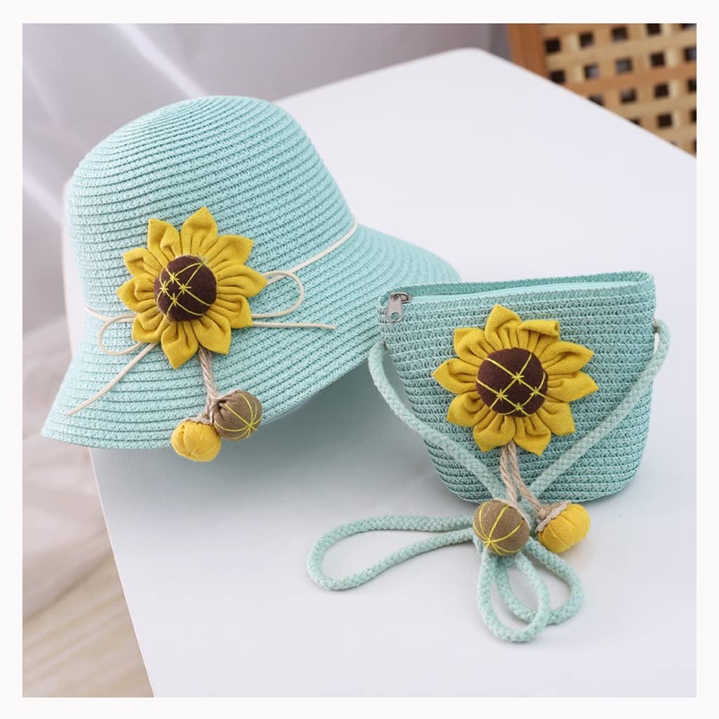 **Adorable Straw Woven Princess Bag for Girls - Cute Mini Messenger Bag & Hat Set - Trendy Fashion Accessory for Kids (Color: D) - Perfect for Beach, Party & School**