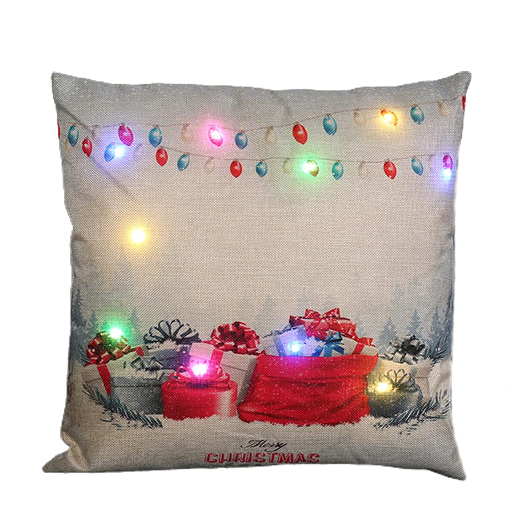 LED Light Up Throw Pillow Cover - Christmas Snowflake Decorative Cushion Case for Living Room, Bedroom, Party & Home Decor - Perfect Gift for Women & Men (Pillow Insert Not Included) - Cozy Holiday Ambiance & Festive Home Styling