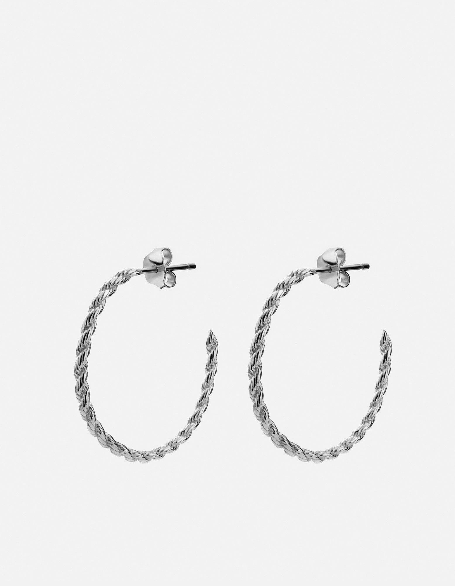 Sterling Silver Rope Chain Hoop Earrings for Women - Trendy Dangle Jewelry for Everyday Wear & Special Occasions