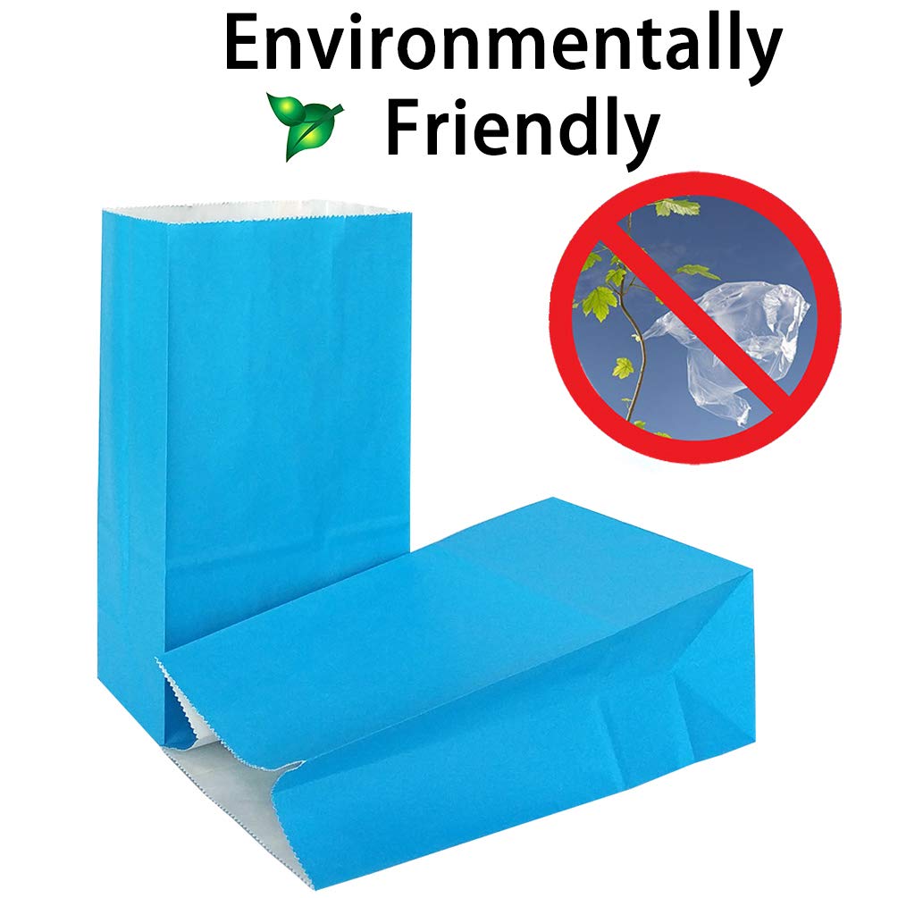 KEYYOOMY 100-Pack Sky Blue Small Paper Bags - 4.7x2.4x8.7 Inch Party Favor Bags, Goodie Bags & Lunch Bags for Birthday, Wedding, Baby Shower & Holiday Gift Wrapping